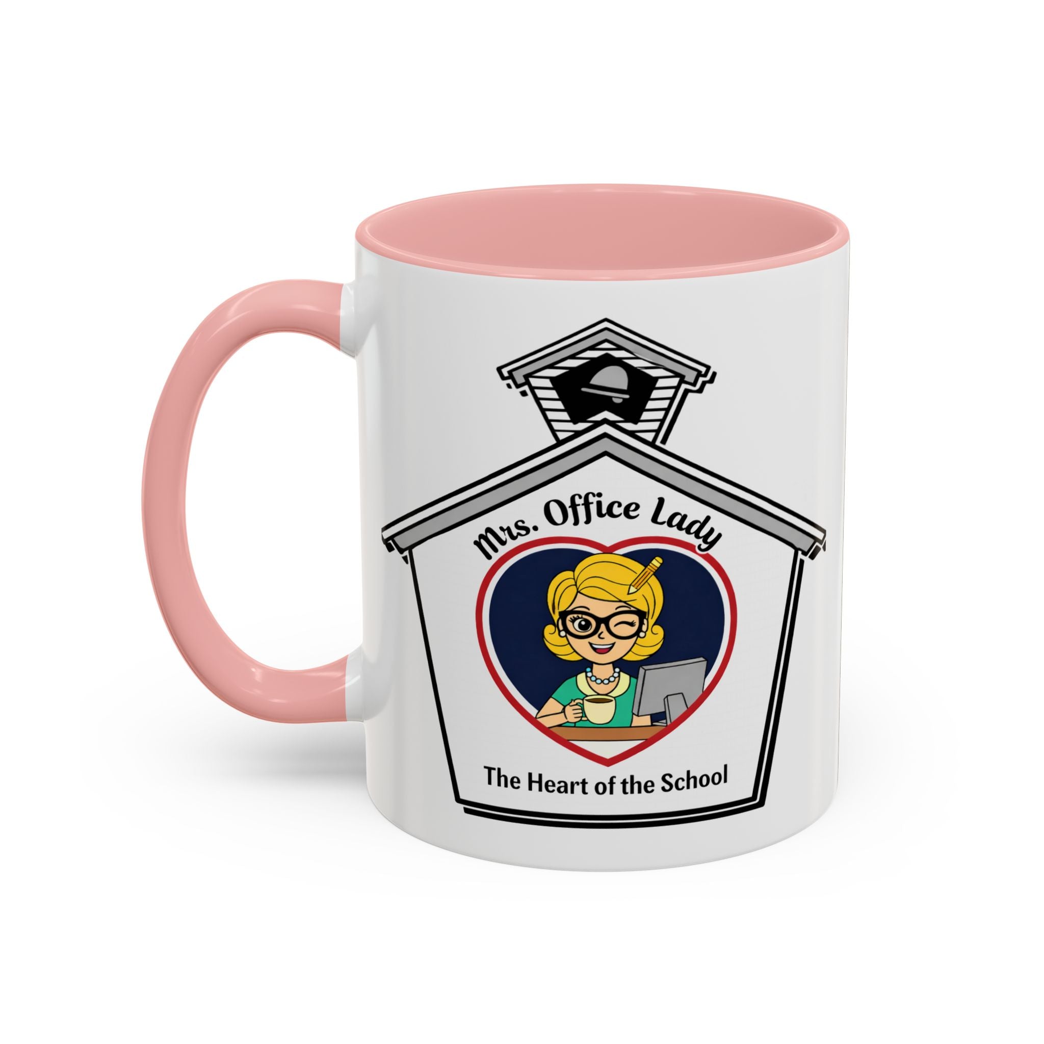 2. Mrs. Office Lady Coffee Mug — “The Heart of the School” Accent Mug (11/15oz)