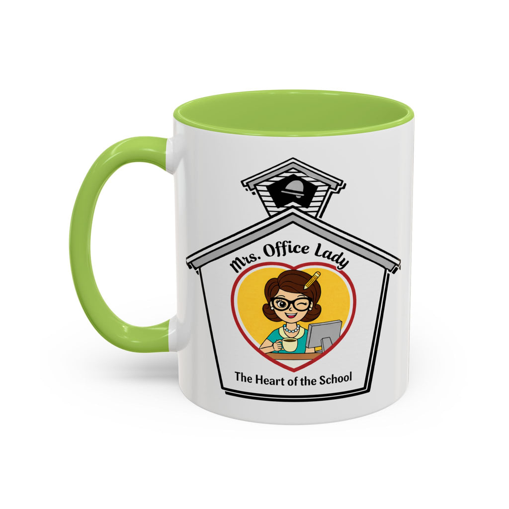 3. Mrs. Office Lady Coffee Mug — “The Heart of the School” Accent Mug (11/15oz)