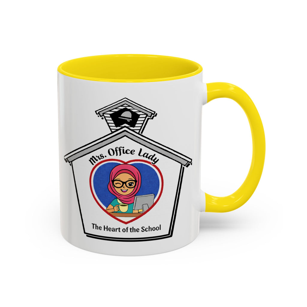 7. Mrs. Office Lady Coffee Mug — “The Heart of the School” Accent Mug (11/15oz)