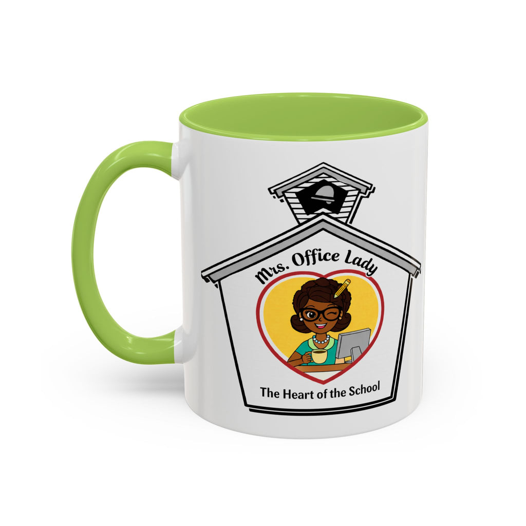 4. Mrs. Office Lady Coffee Mug — “The Heart of the School” Accent Mug (11/15oz)