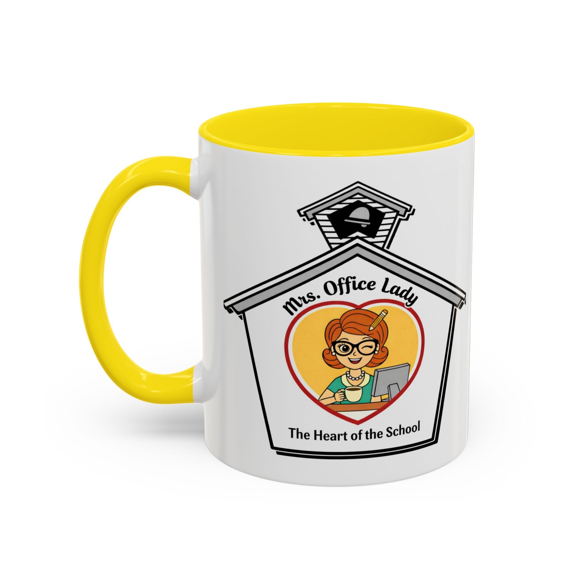 1. Mrs. Office Lady Coffee Mug — “The Heart of the School” Accent Mug (11/15oz)