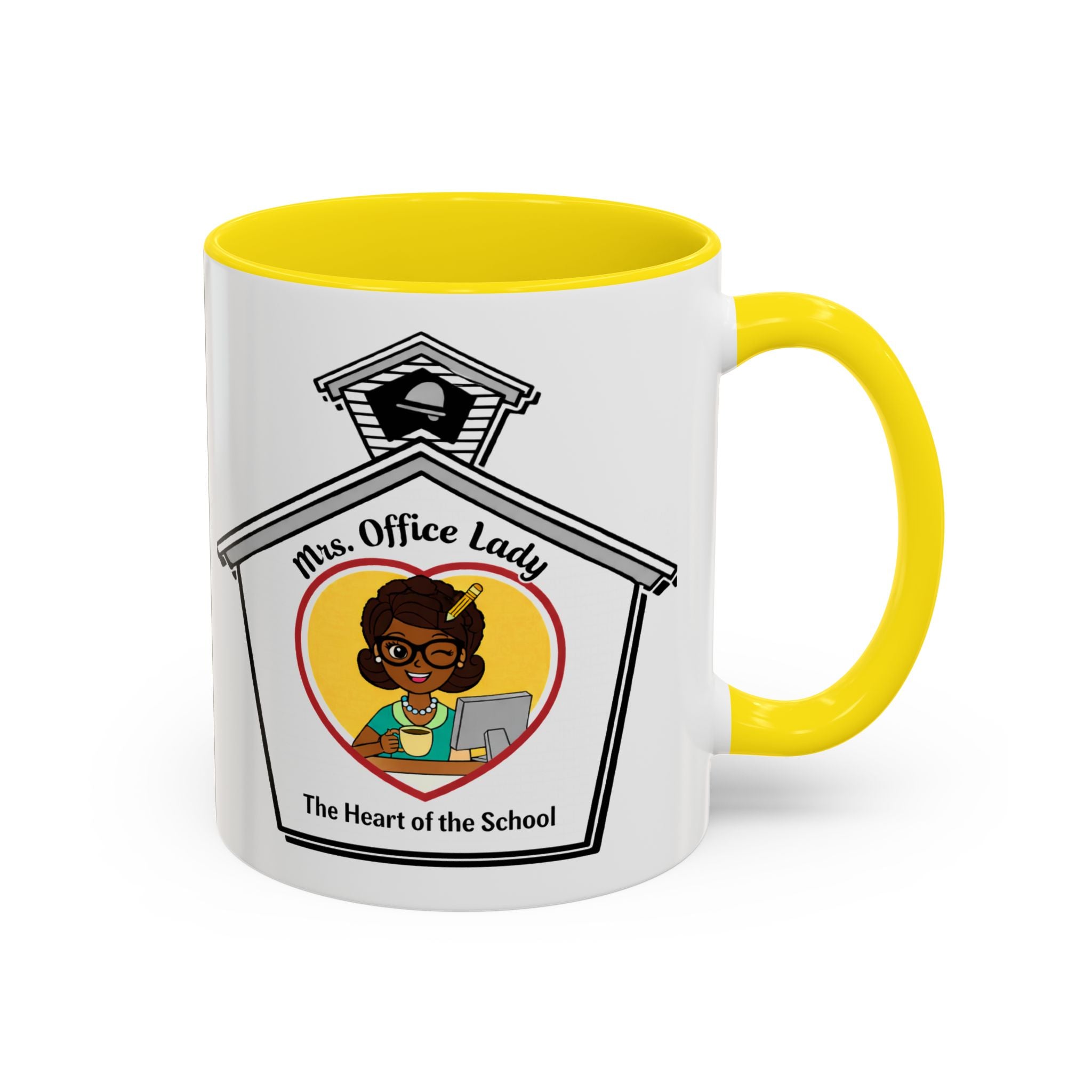 4. Mrs. Office Lady Coffee Mug — “The Heart of the School” Accent Mug (11/15oz)