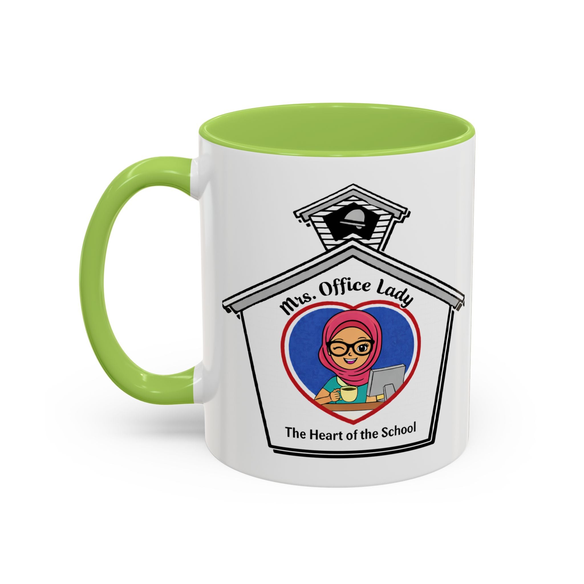 7. Mrs. Office Lady Coffee Mug — “The Heart of the School” Accent Mug (11/15oz)