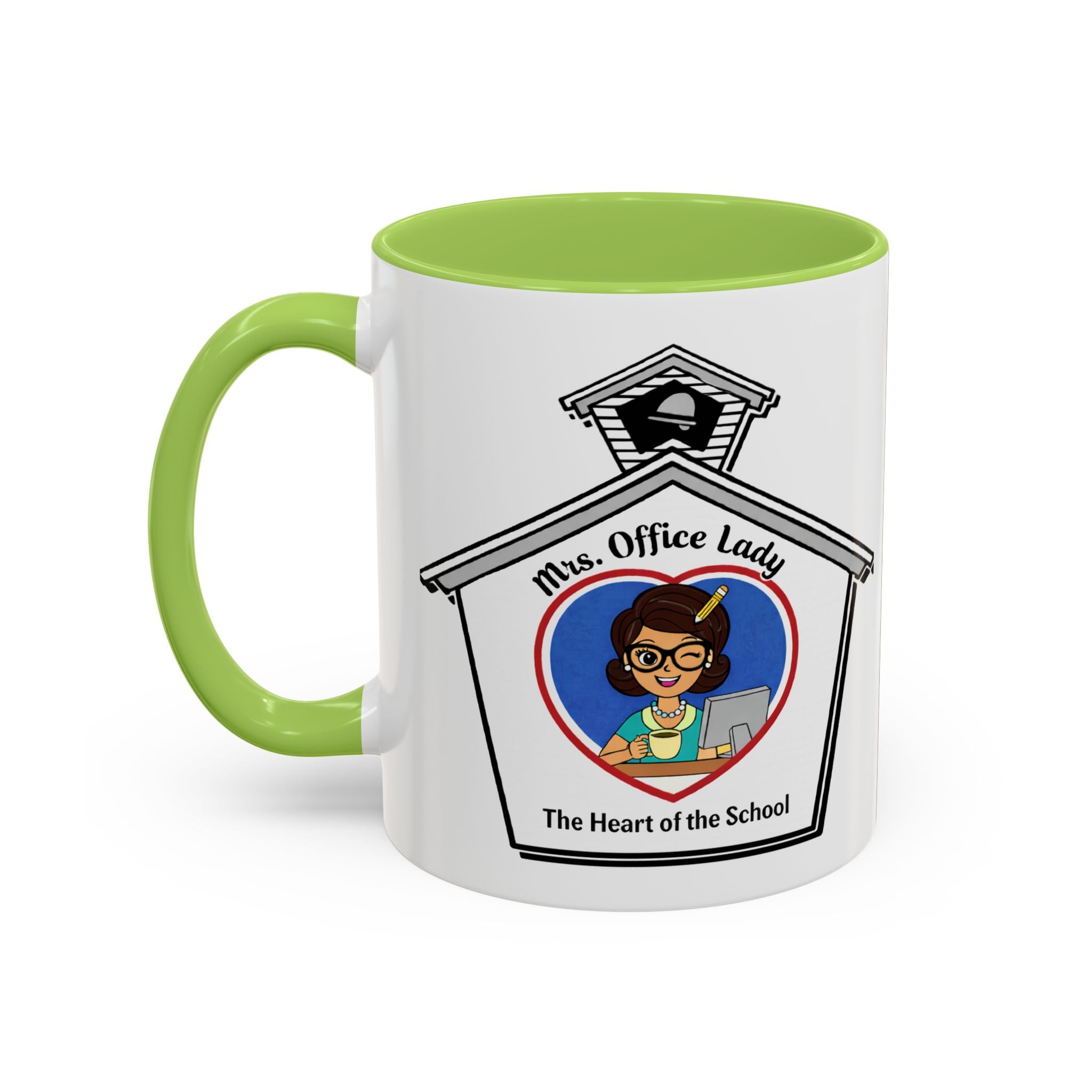 6. Mrs. Office Lady Coffee Mug — “The Heart of the School” Accent Mug (11/15oz)
