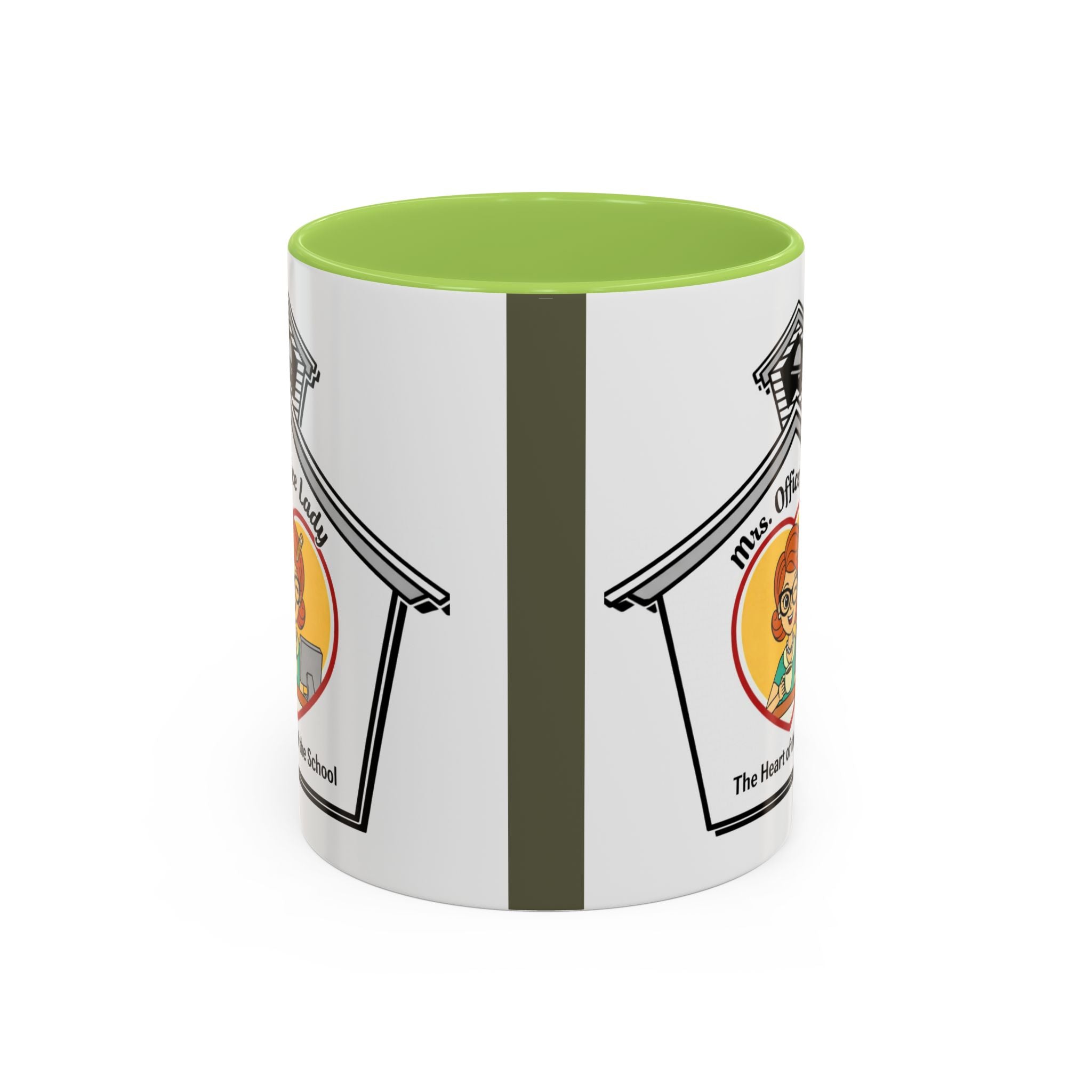 1. Mrs. Office Lady Coffee Mug — “The Heart of the School” Accent Mug (11/15oz)