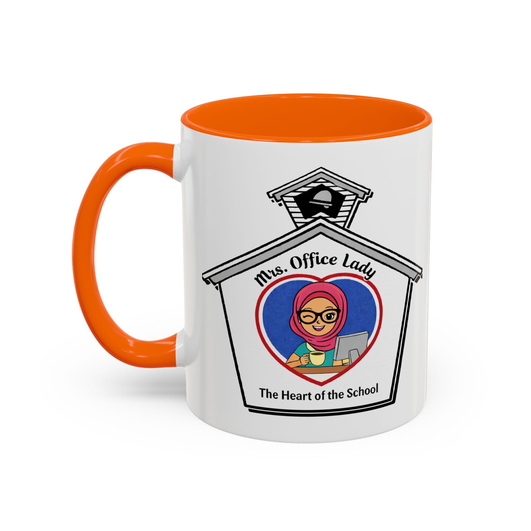 7. Mrs. Office Lady Coffee Mug — “The Heart of the School” Accent Mug (11/15oz)