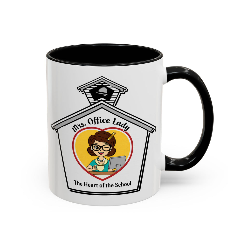 3. Mrs. Office Lady Coffee Mug — “The Heart of the School” Accent Mug (11/15oz)