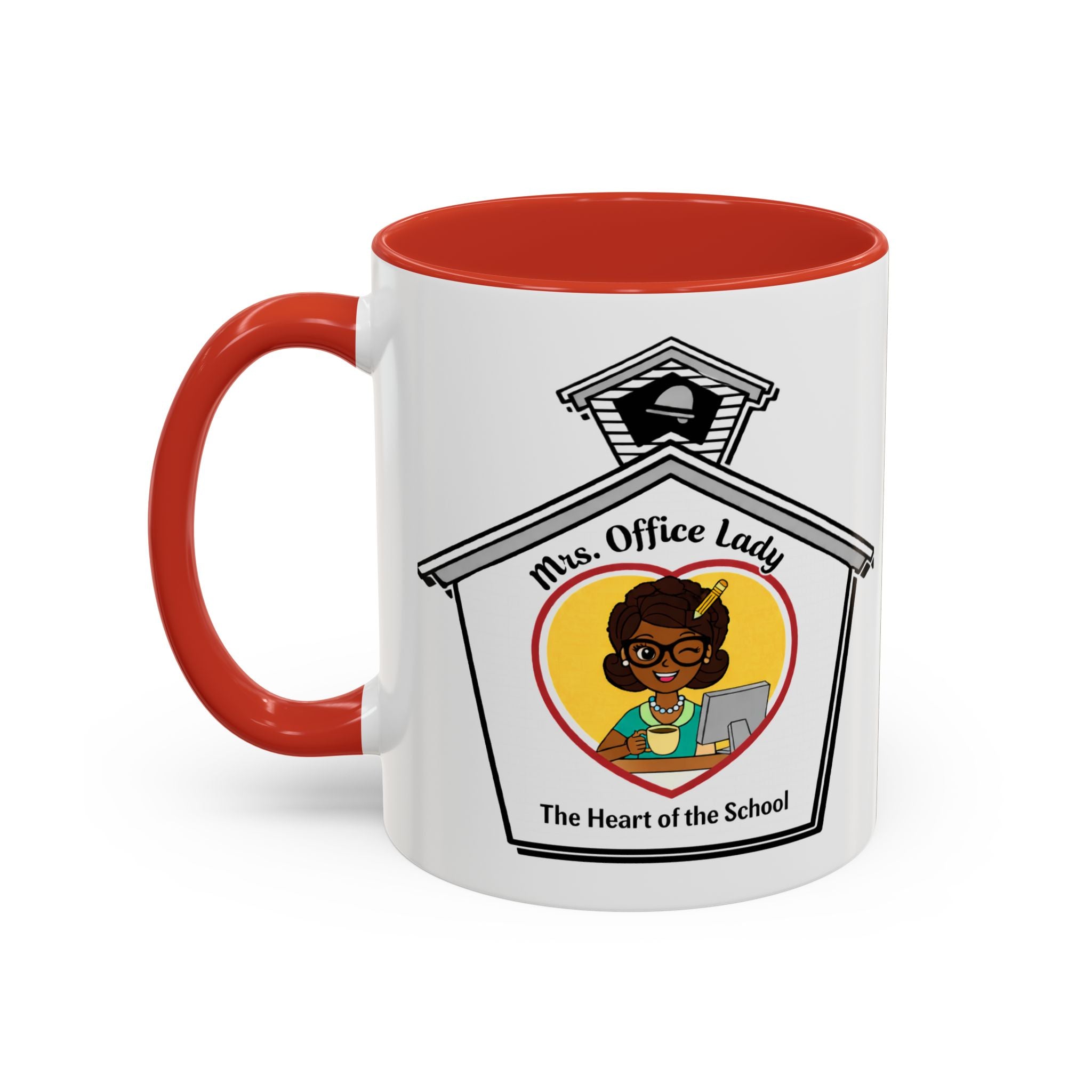 4. Mrs. Office Lady Coffee Mug — “The Heart of the School” Accent Mug (11/15oz)