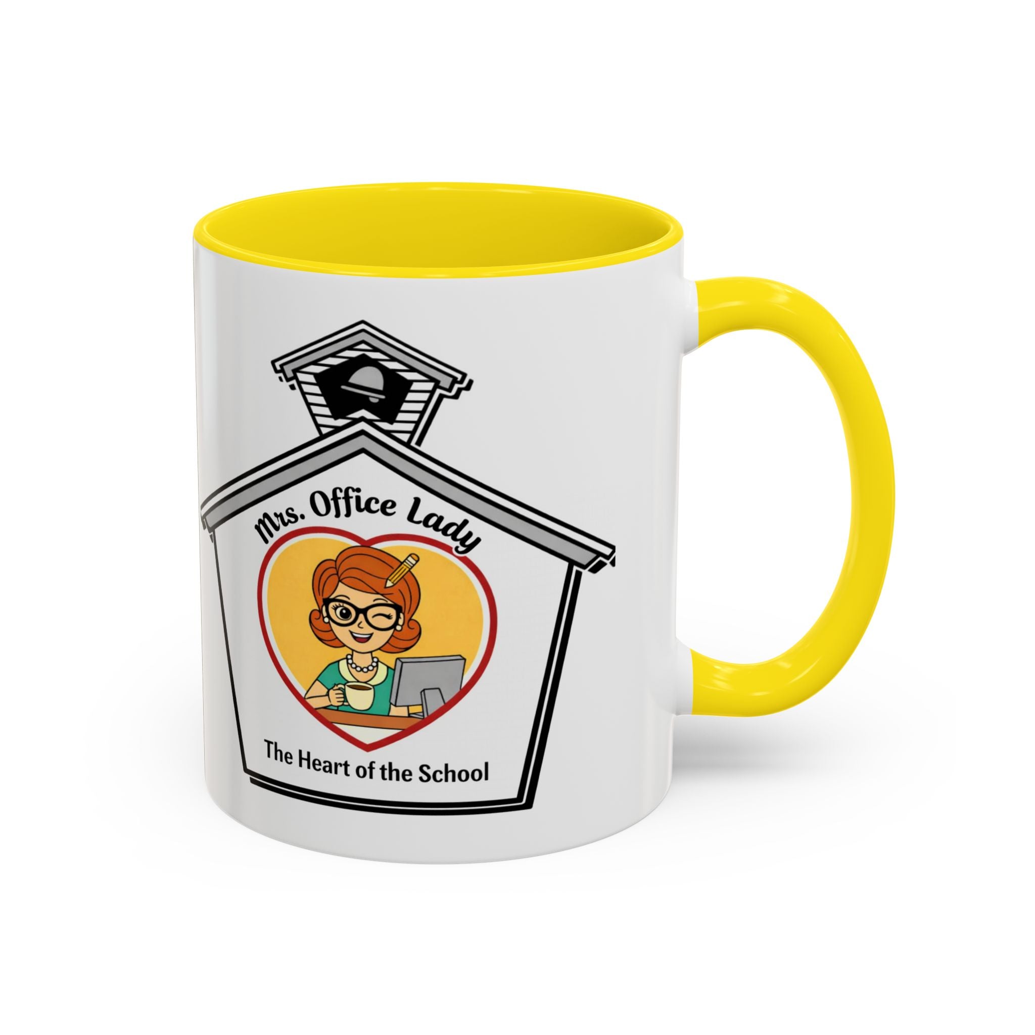 1. Mrs. Office Lady Coffee Mug — “The Heart of the School” Accent Mug (11/15oz)