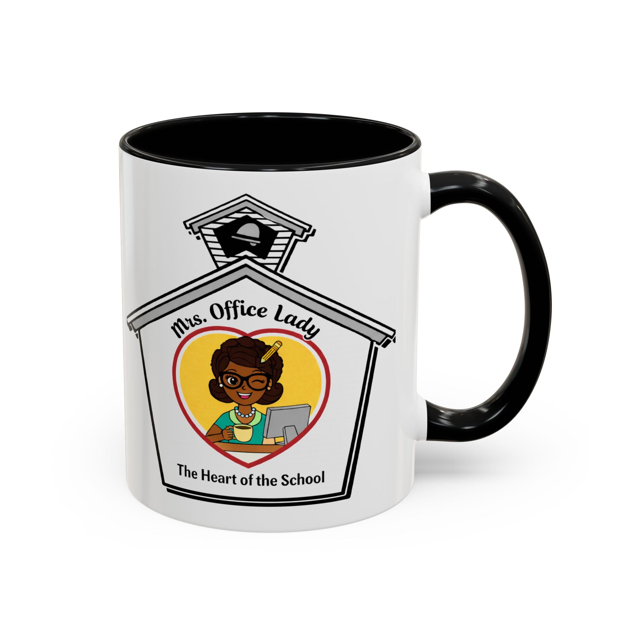 4. Mrs. Office Lady Coffee Mug — “The Heart of the School” Accent Mug (11/15oz)