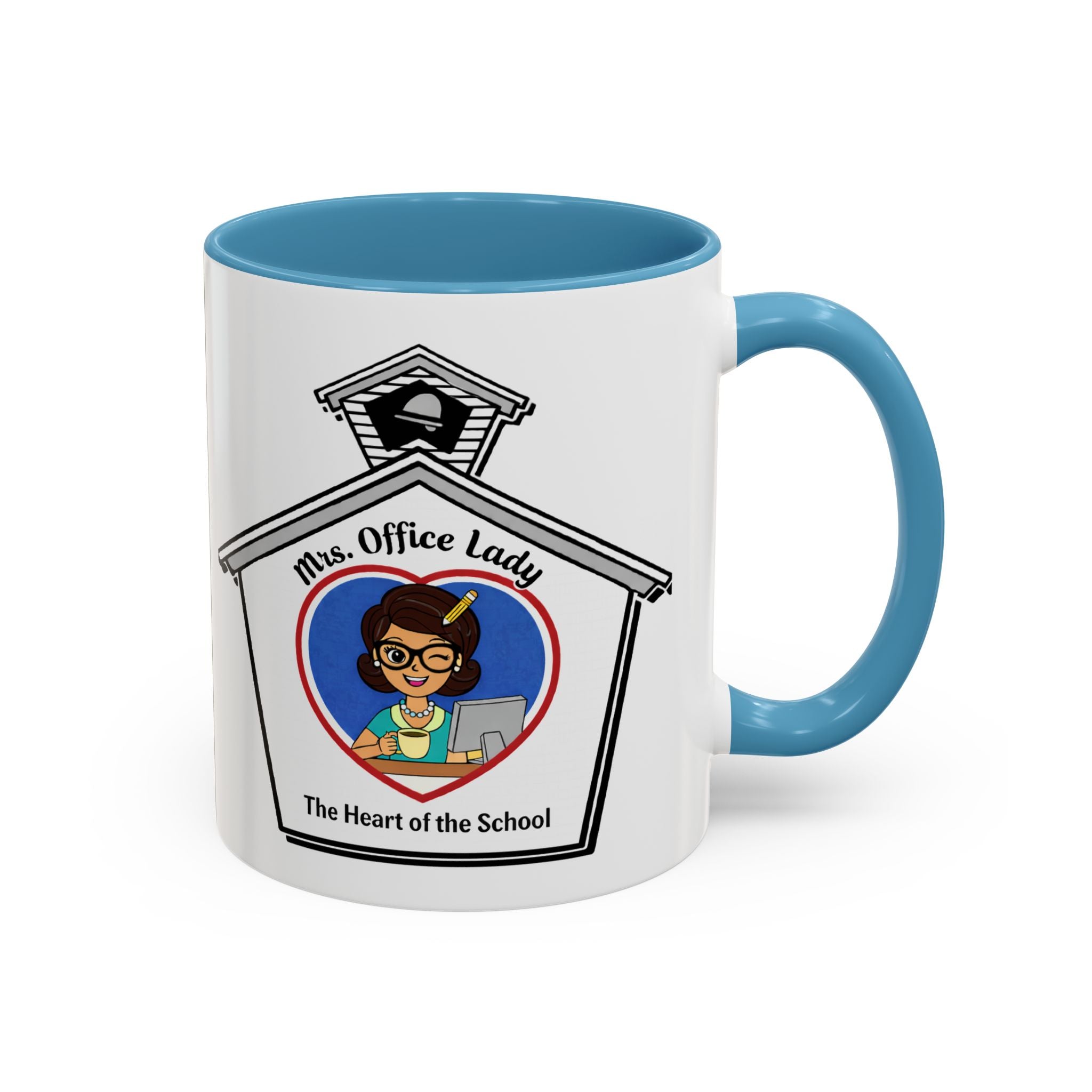 6. Mrs. Office Lady Coffee Mug — “The Heart of the School” Accent Mug (11/15oz)