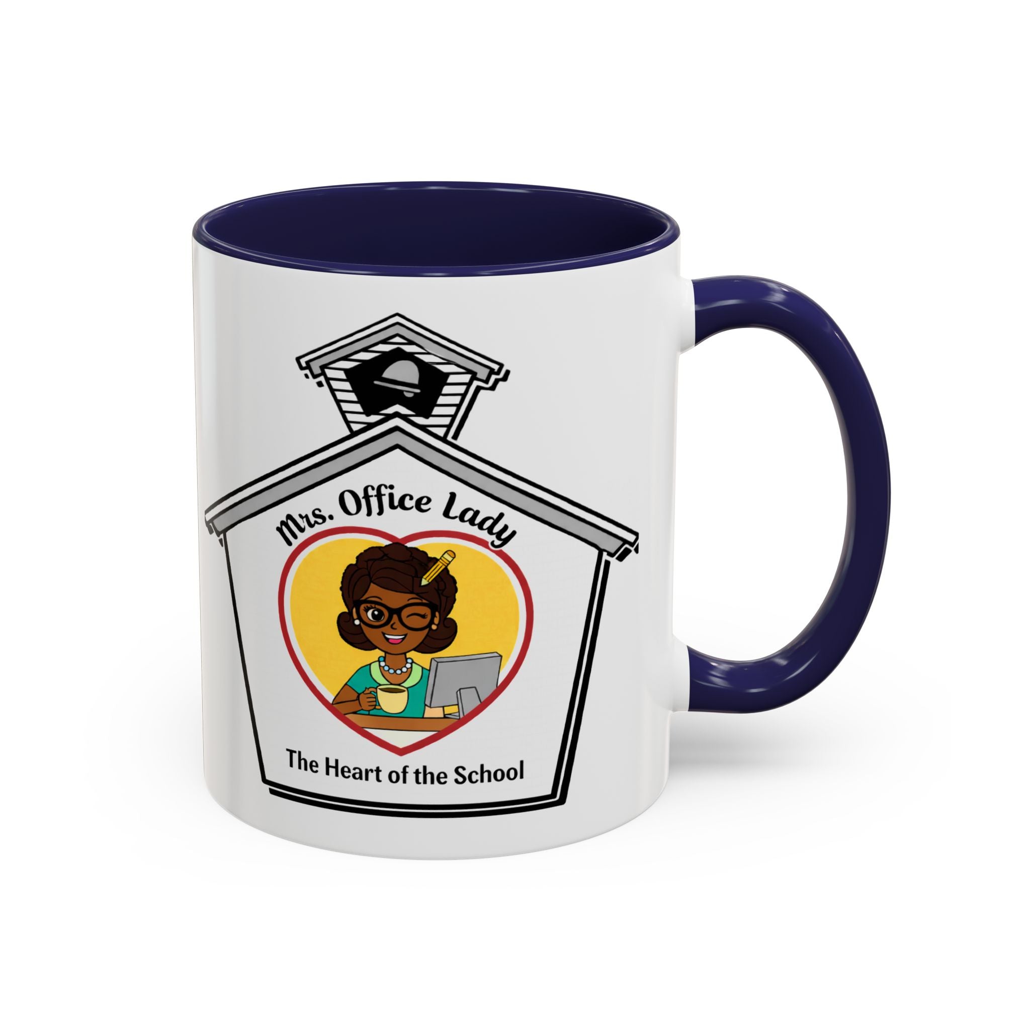 4. Mrs. Office Lady Coffee Mug — “The Heart of the School” Accent Mug (11/15oz)