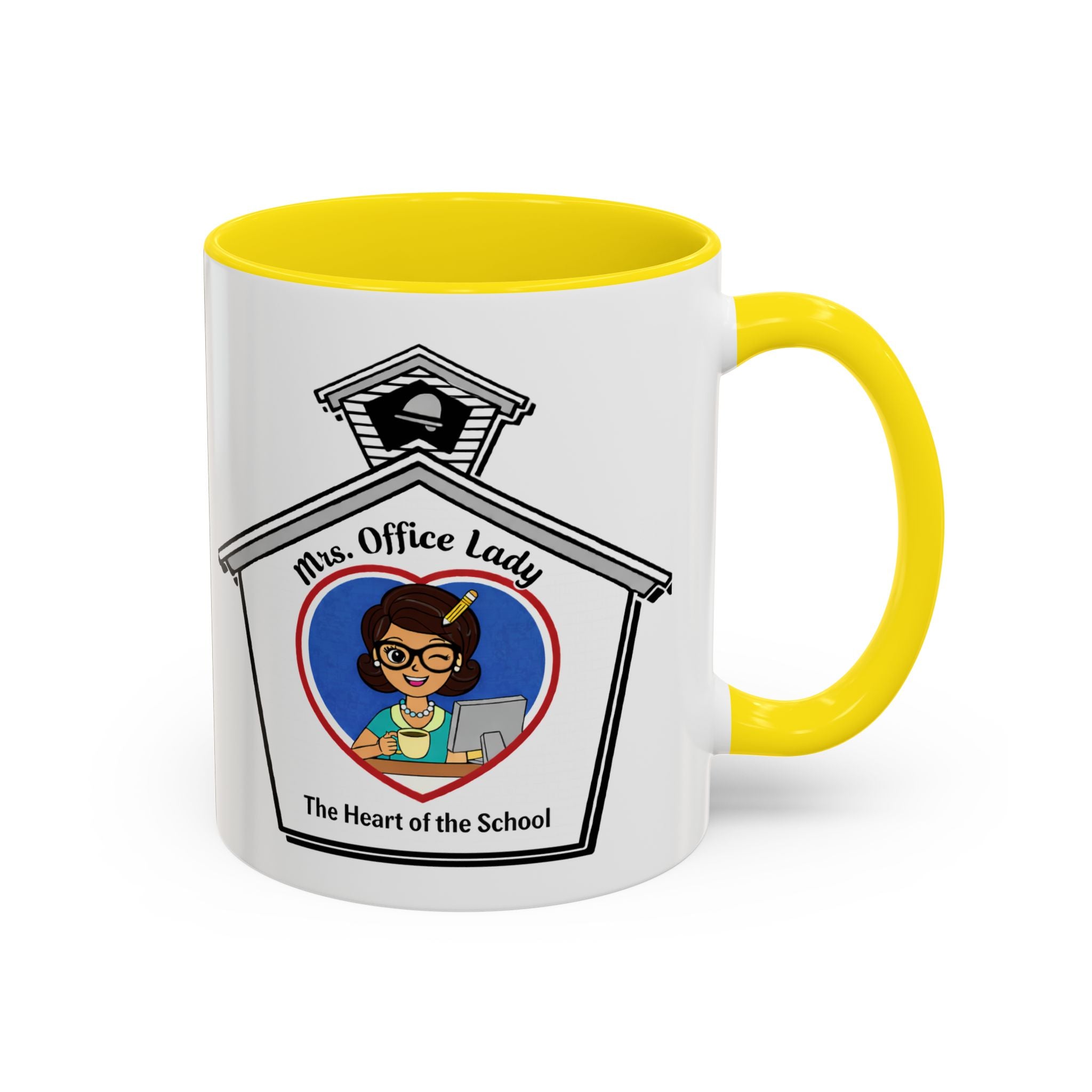 6. Mrs. Office Lady Coffee Mug — “The Heart of the School” Accent Mug (11/15oz)