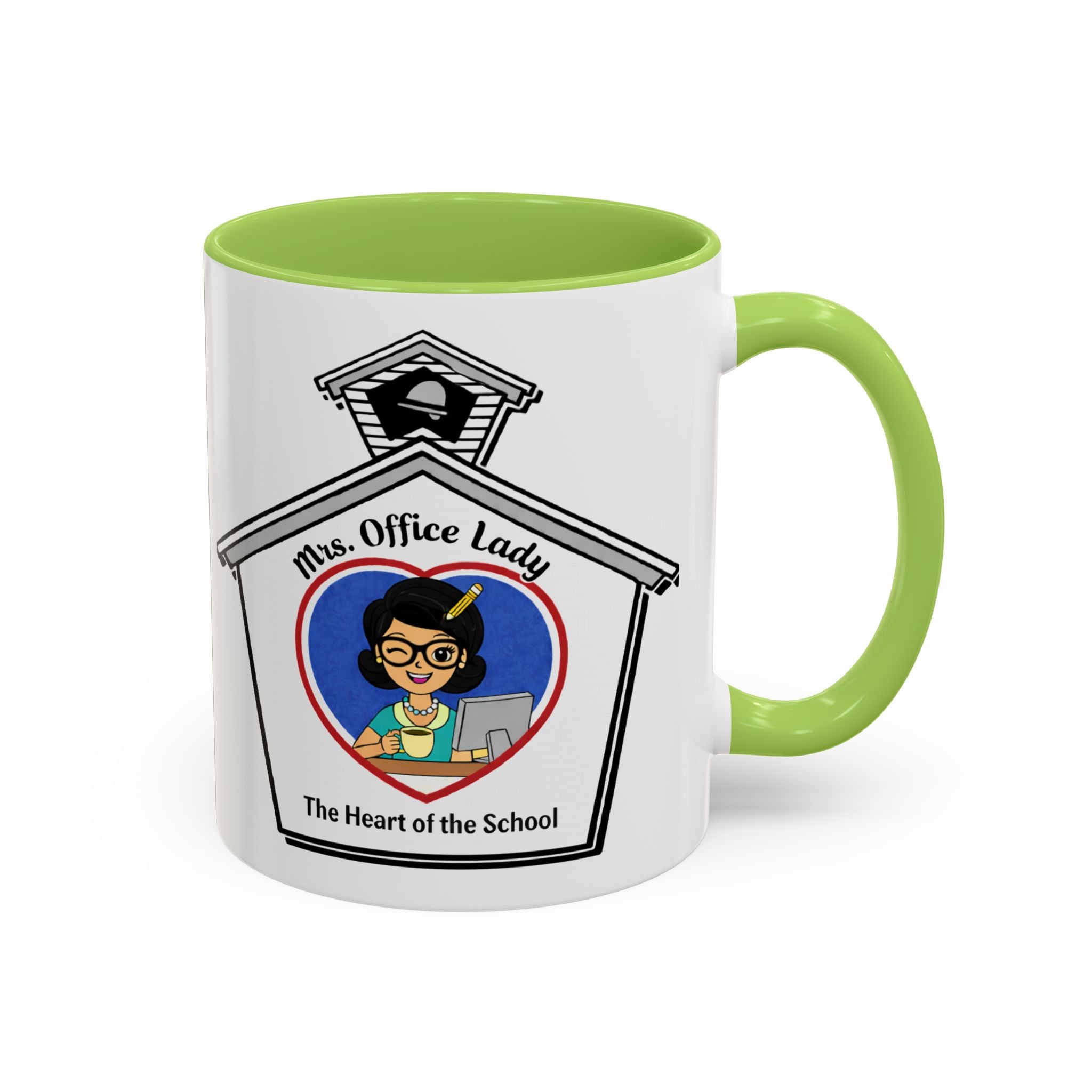 5. Mrs. Office Lady Coffee Mug — “The Heart of the School” Accent Mug (11/15oz)