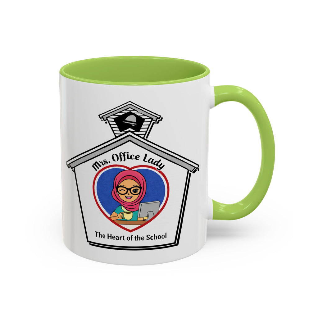 7. Mrs. Office Lady Coffee Mug — “The Heart of the School” Accent Mug (11/15oz)