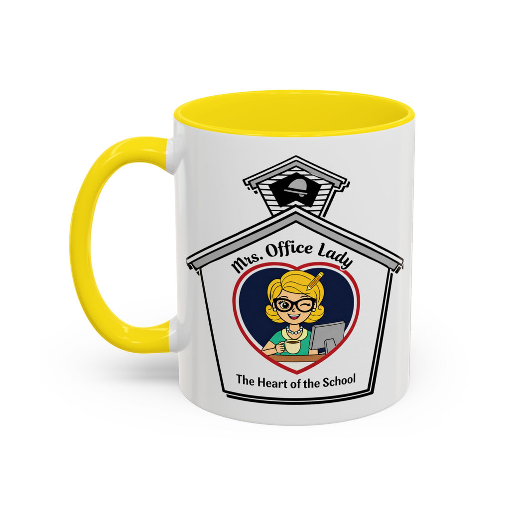 2. Mrs. Office Lady Coffee Mug — “The Heart of the School” Accent Mug (11/15oz)