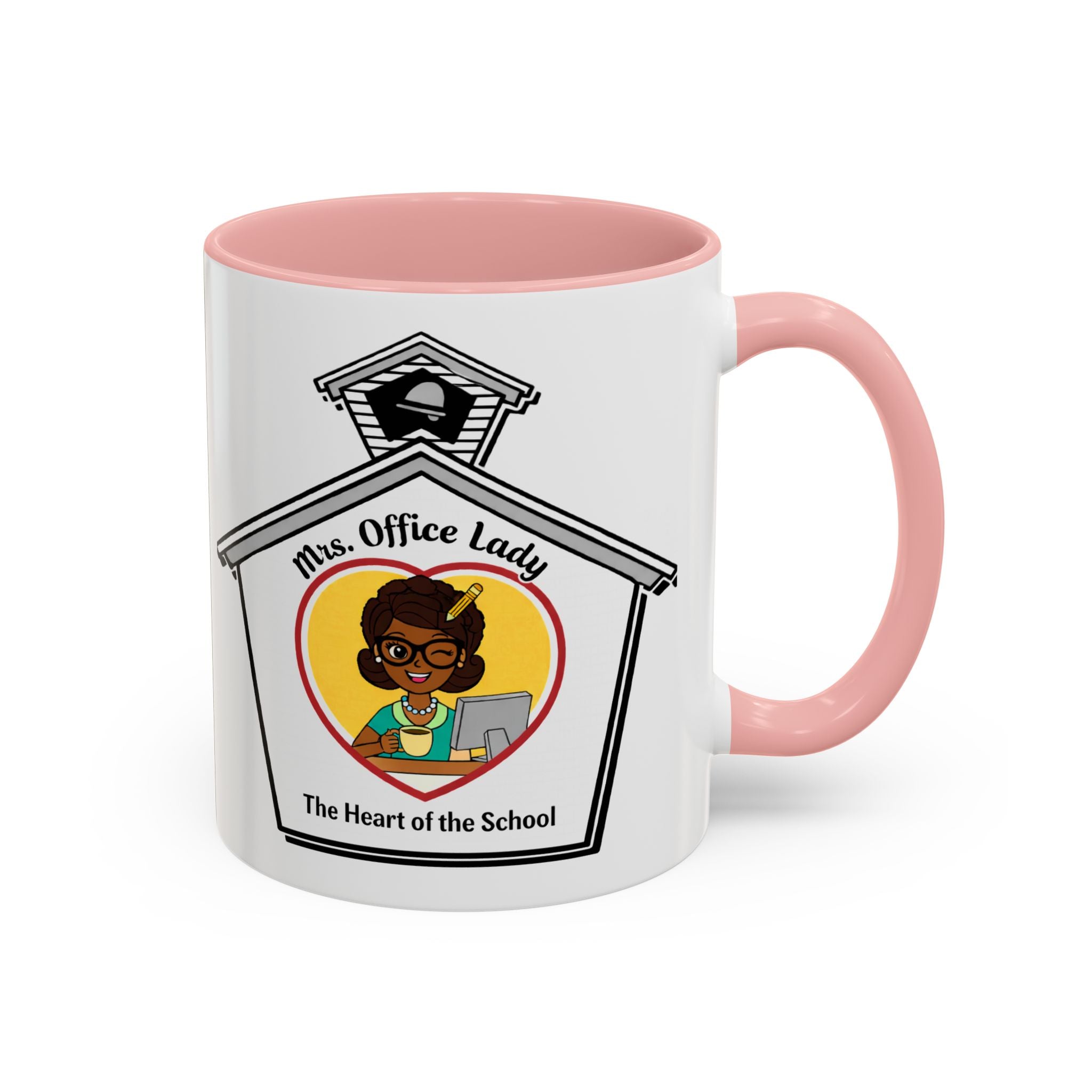4. Mrs. Office Lady Coffee Mug — “The Heart of the School” Accent Mug (11/15oz)
