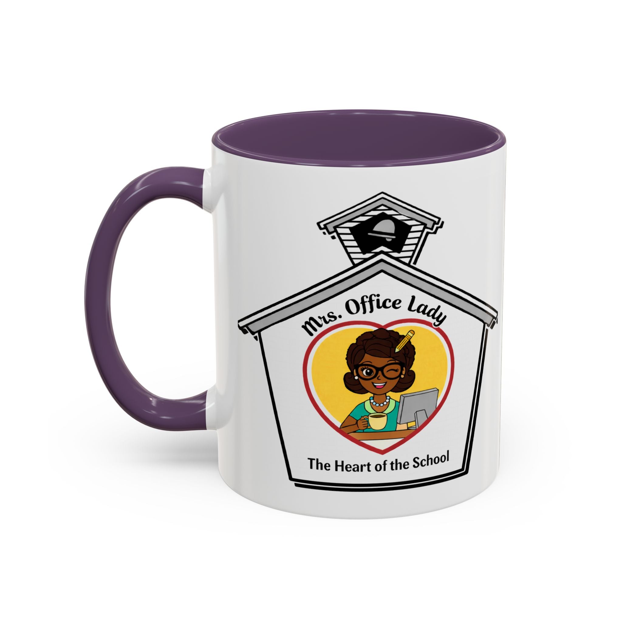 4. Mrs. Office Lady Coffee Mug — “The Heart of the School” Accent Mug (11/15oz)