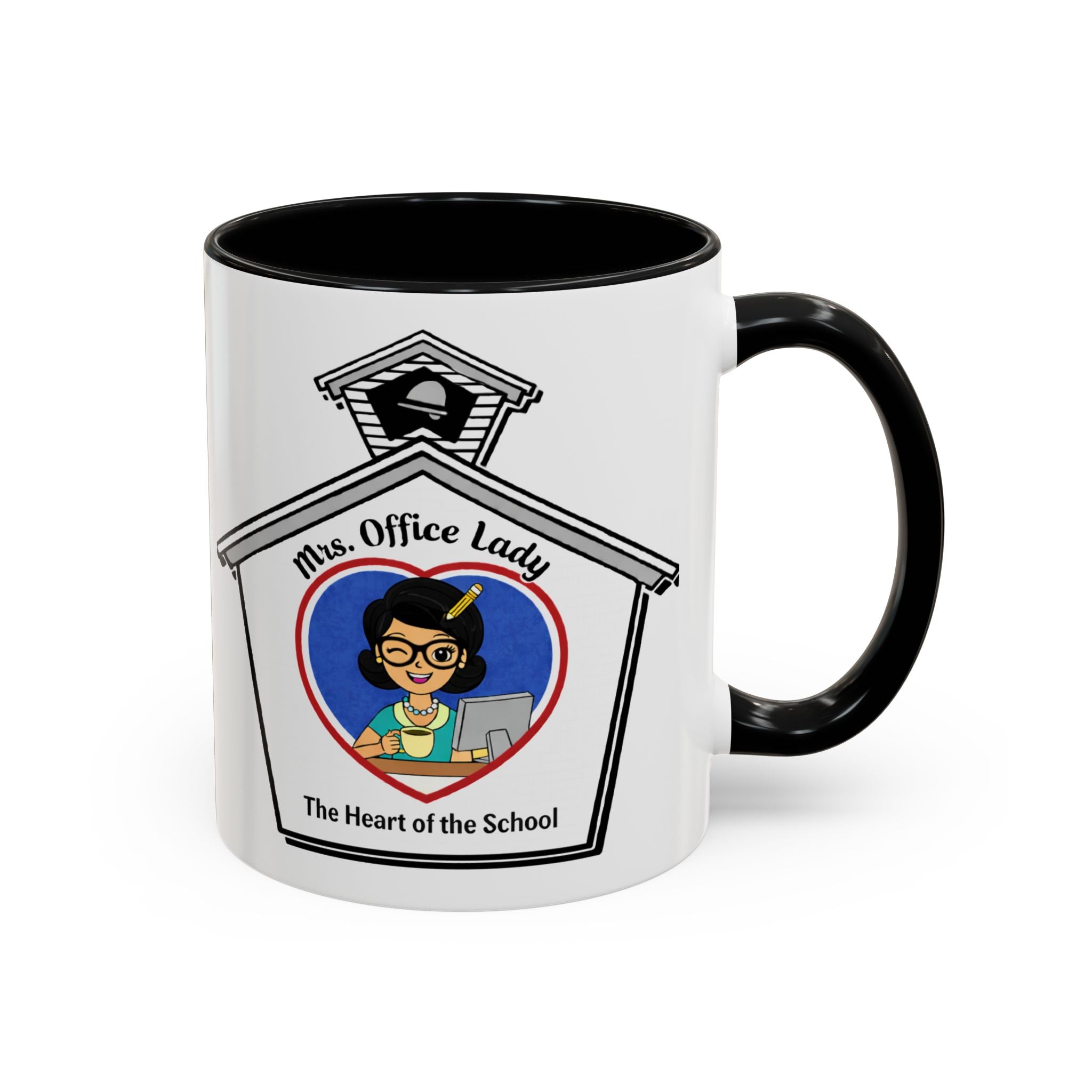 5. Mrs. Office Lady Coffee Mug — “The Heart of the School” Accent Mug (11/15oz)
