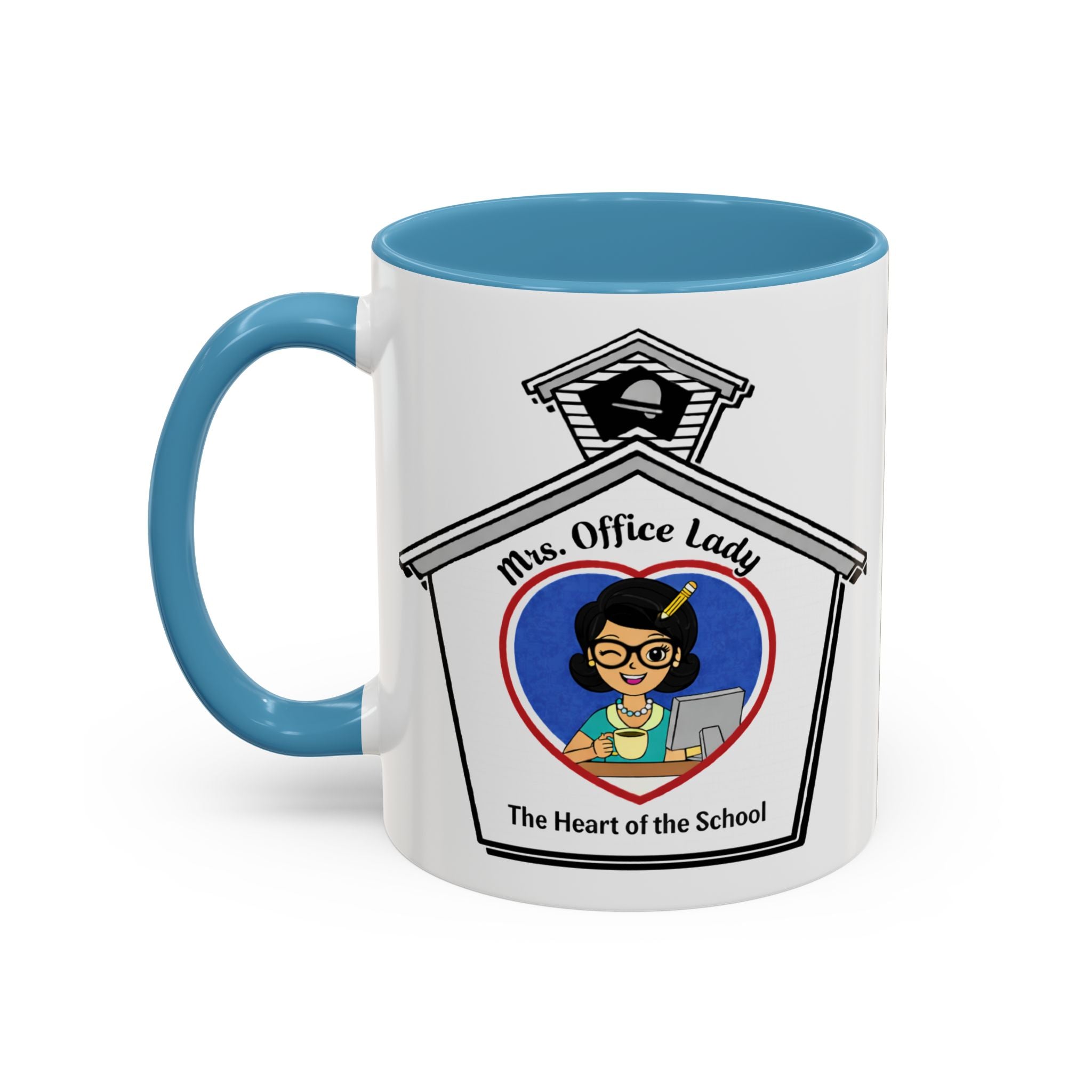 5. Mrs. Office Lady Coffee Mug — “The Heart of the School” Accent Mug (11/15oz)