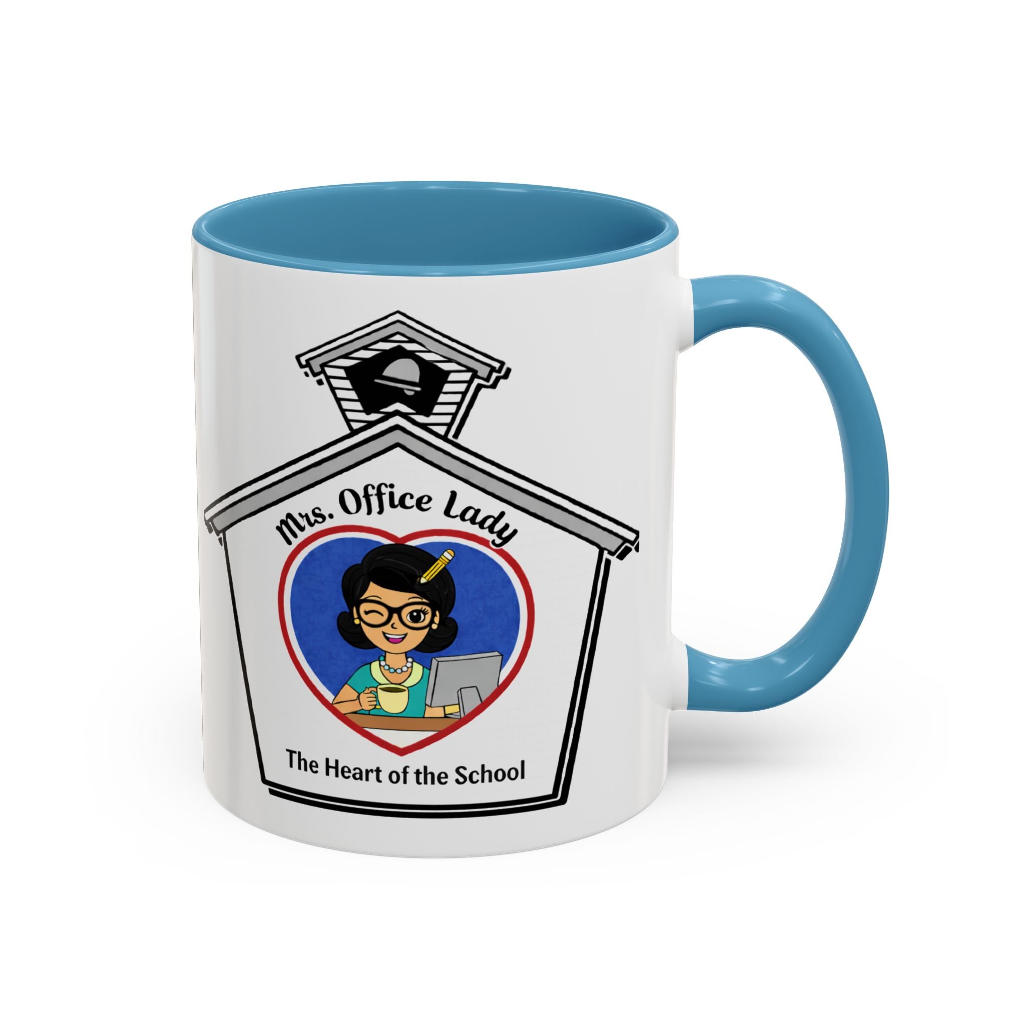 5. Mrs. Office Lady Coffee Mug — “The Heart of the School” Accent Mug (11/15oz)
