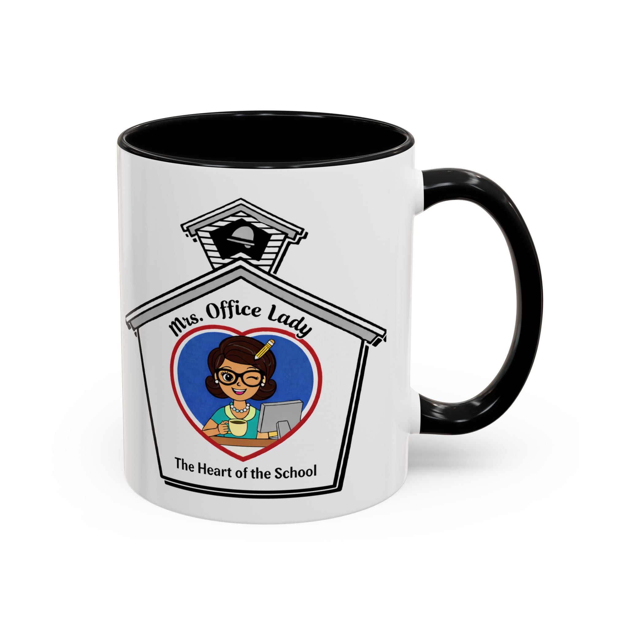 6. Mrs. Office Lady Coffee Mug — “The Heart of the School” Accent Mug (11/15oz)