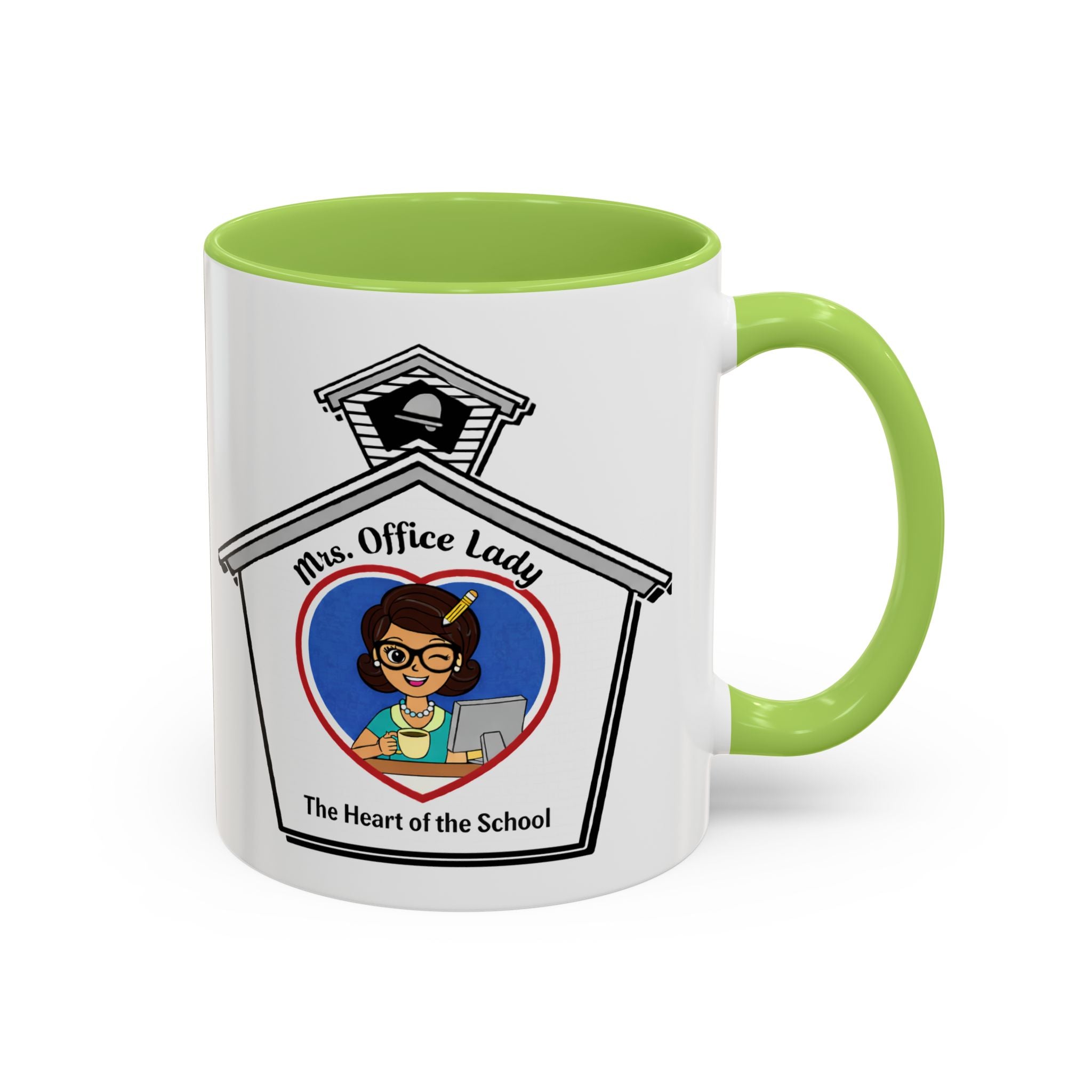6. Mrs. Office Lady Coffee Mug — “The Heart of the School” Accent Mug (11/15oz)