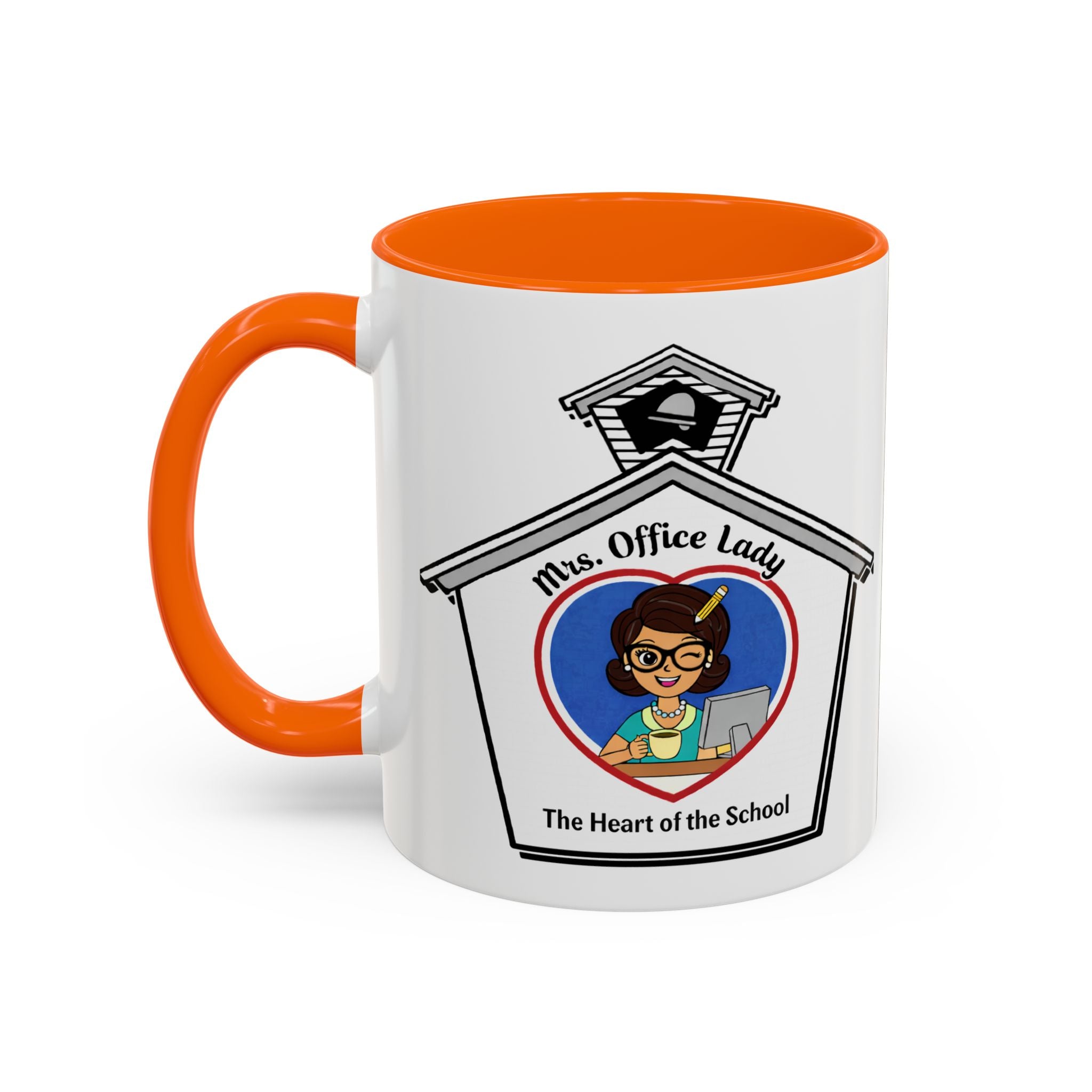 6. Mrs. Office Lady Coffee Mug — “The Heart of the School” Accent Mug (11/15oz)