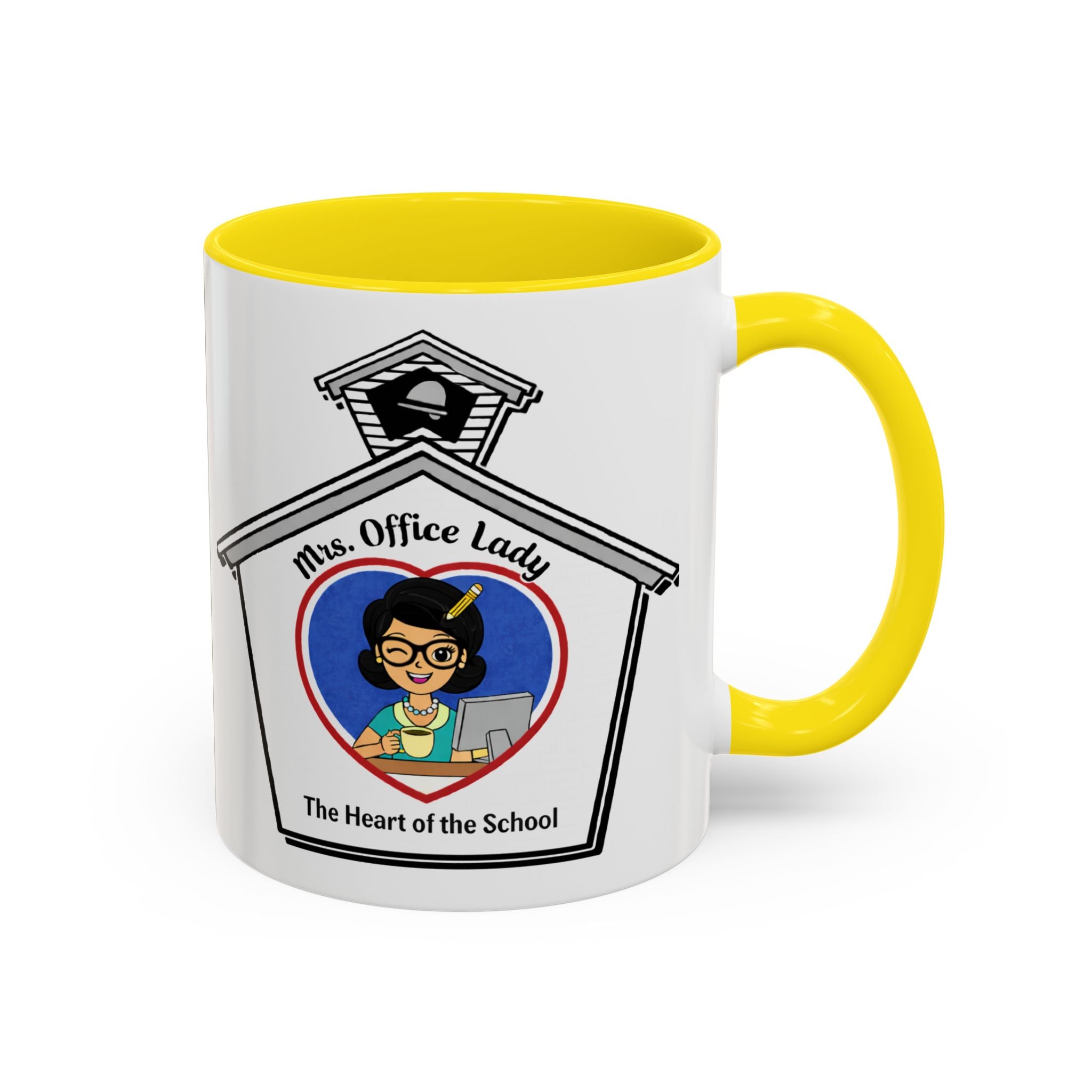 5. Mrs. Office Lady Coffee Mug — “The Heart of the School” Accent Mug (11/15oz)