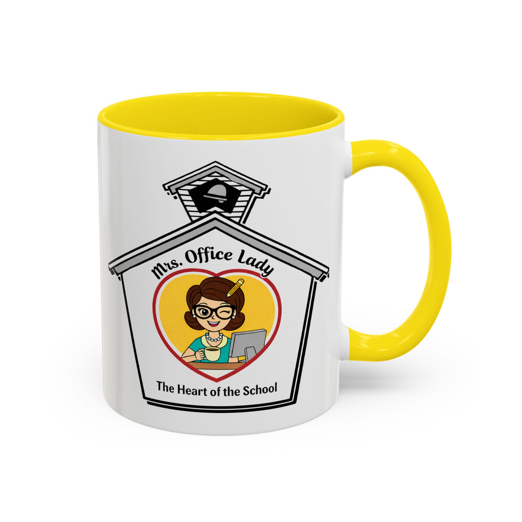 3. Mrs. Office Lady Coffee Mug — “The Heart of the School” Accent Mug (11/15oz)