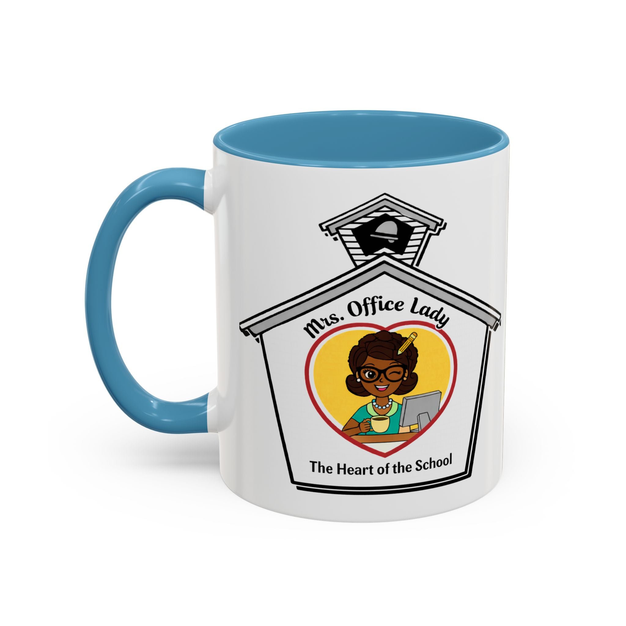 4. Mrs. Office Lady Coffee Mug — “The Heart of the School” Accent Mug (11/15oz)