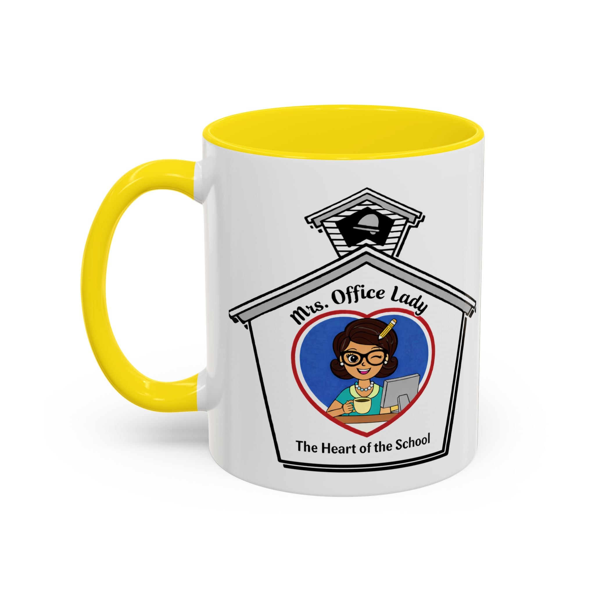 6. Mrs. Office Lady Coffee Mug — “The Heart of the School” Accent Mug (11/15oz)
