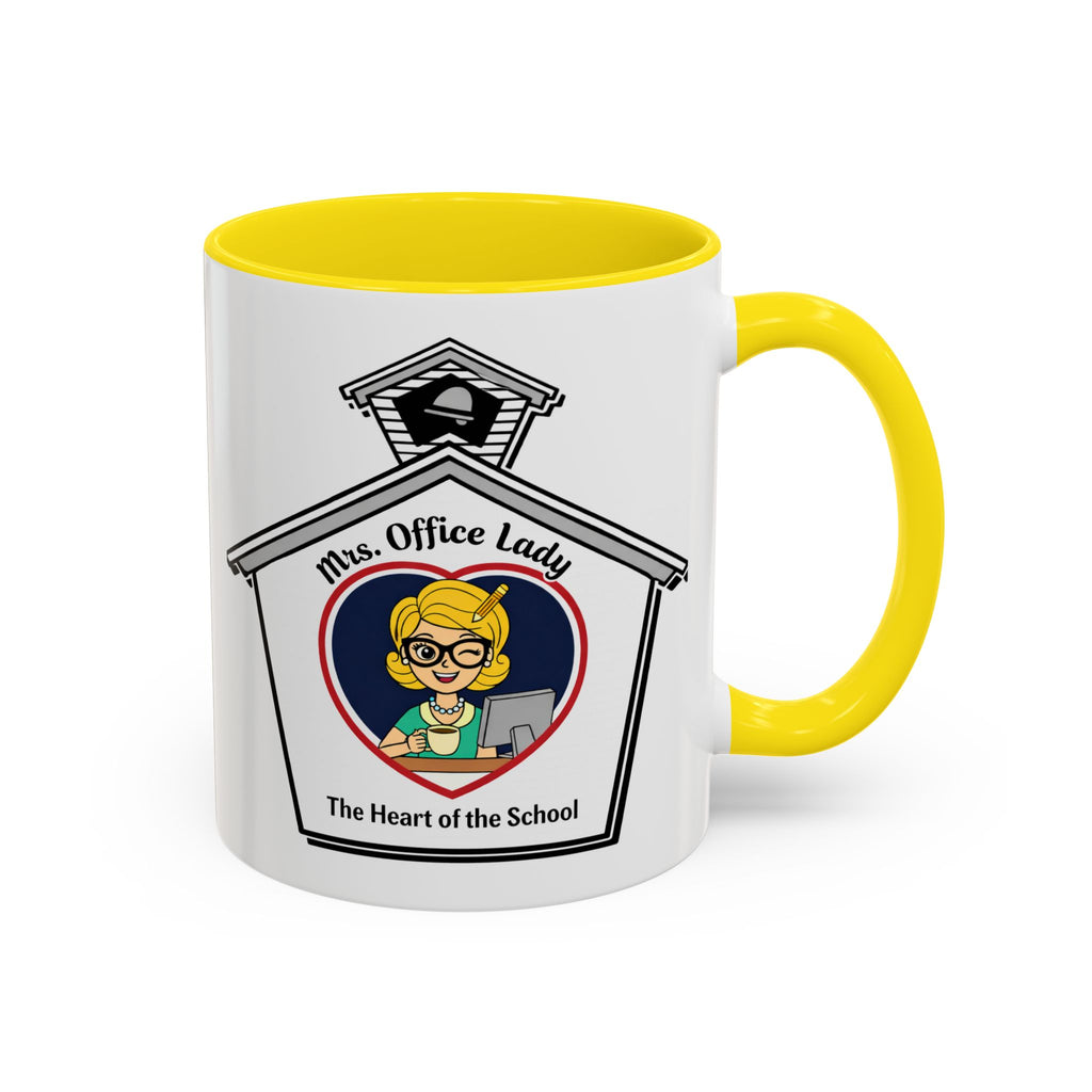 2. Mrs. Office Lady Coffee Mug — “The Heart of the School” Accent Mug (11/15oz)