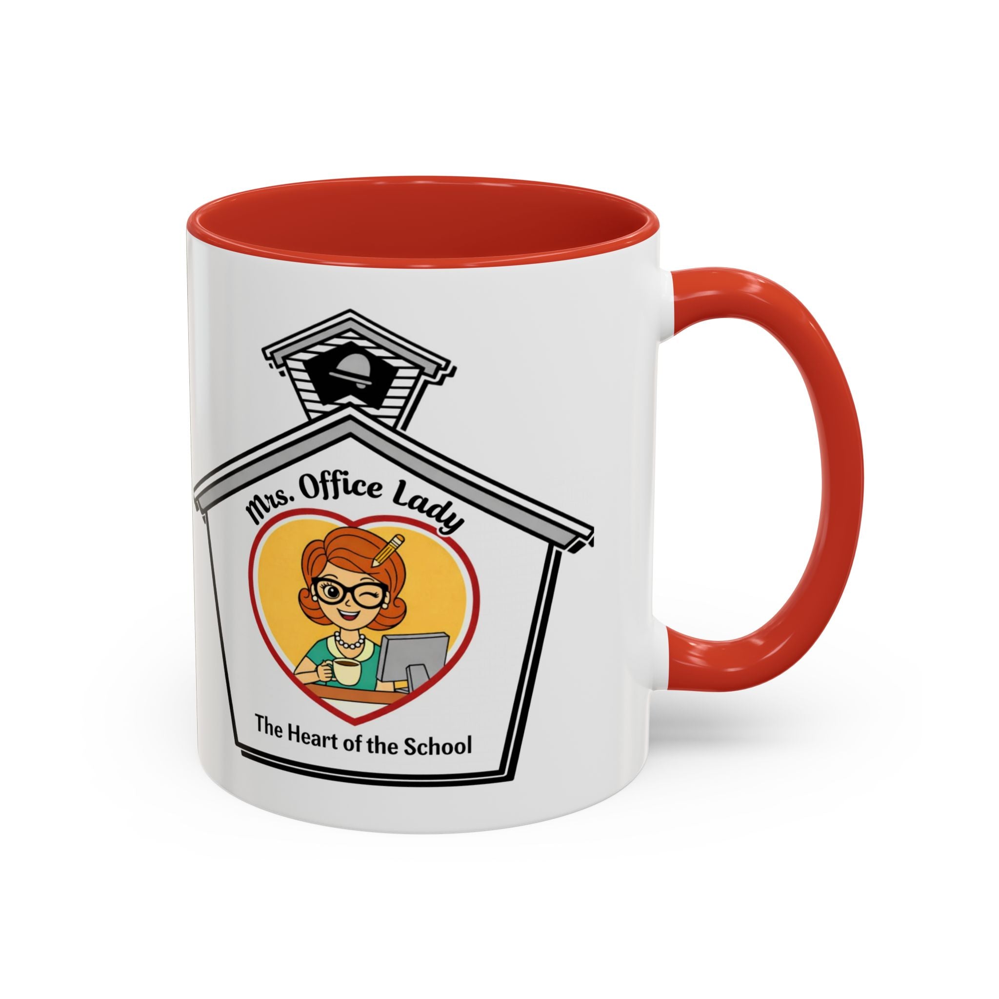 1. Mrs. Office Lady Coffee Mug — “The Heart of the School” Accent Mug (11/15oz)