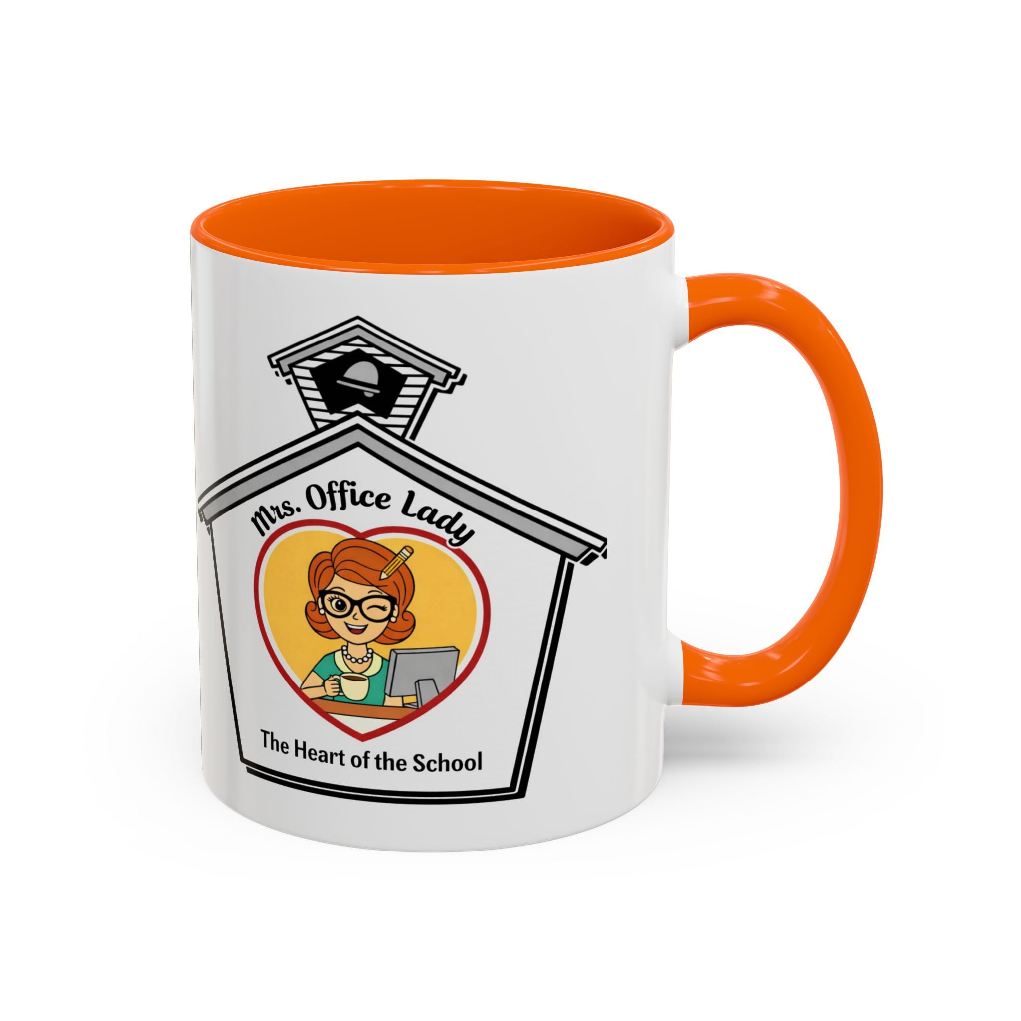 1. Mrs. Office Lady Coffee Mug — “The Heart of the School” Accent Mug (11/15oz)