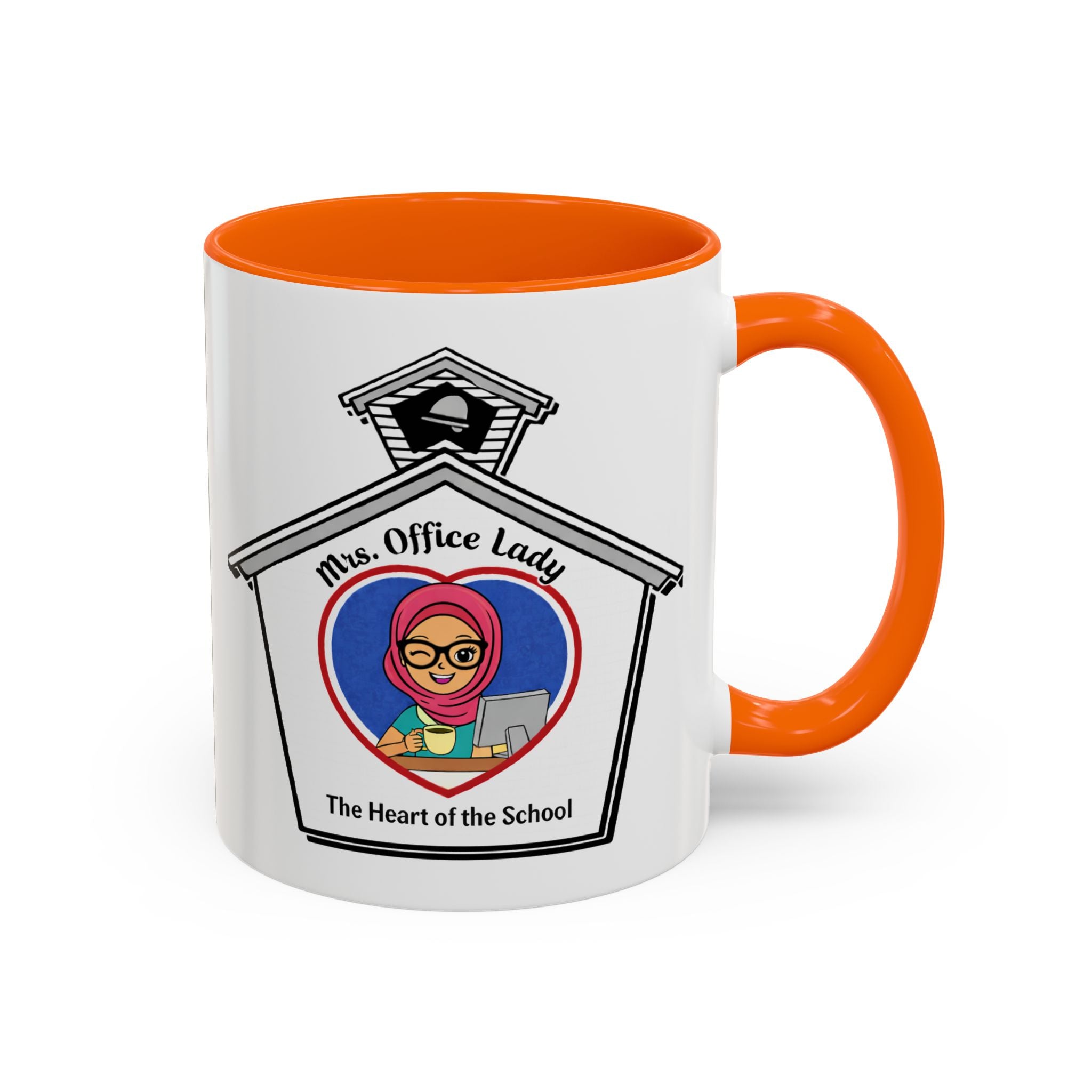 7. Mrs. Office Lady Coffee Mug — “The Heart of the School” Accent Mug (11/15oz)