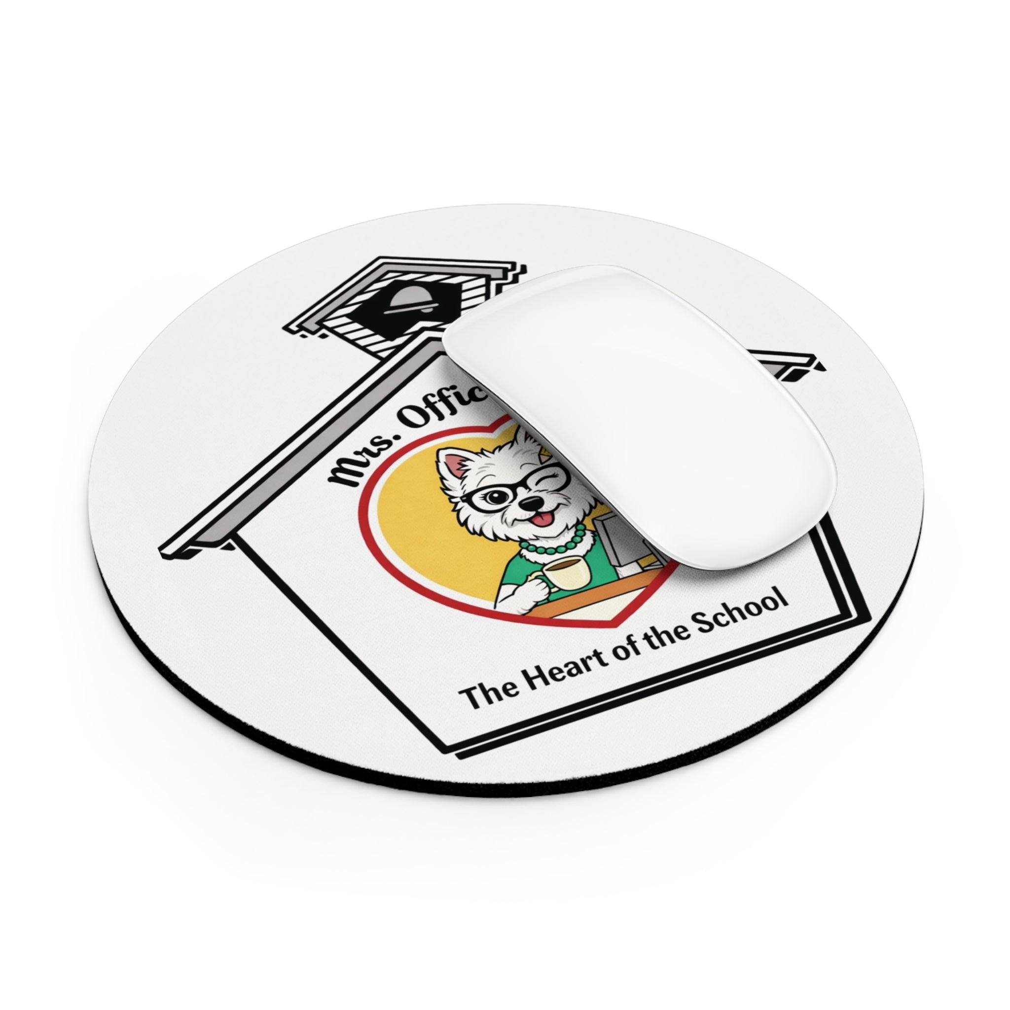 Mouse Pad — "Mrs. Office Lady: The Heart of the School" School Secretary Desk Mat