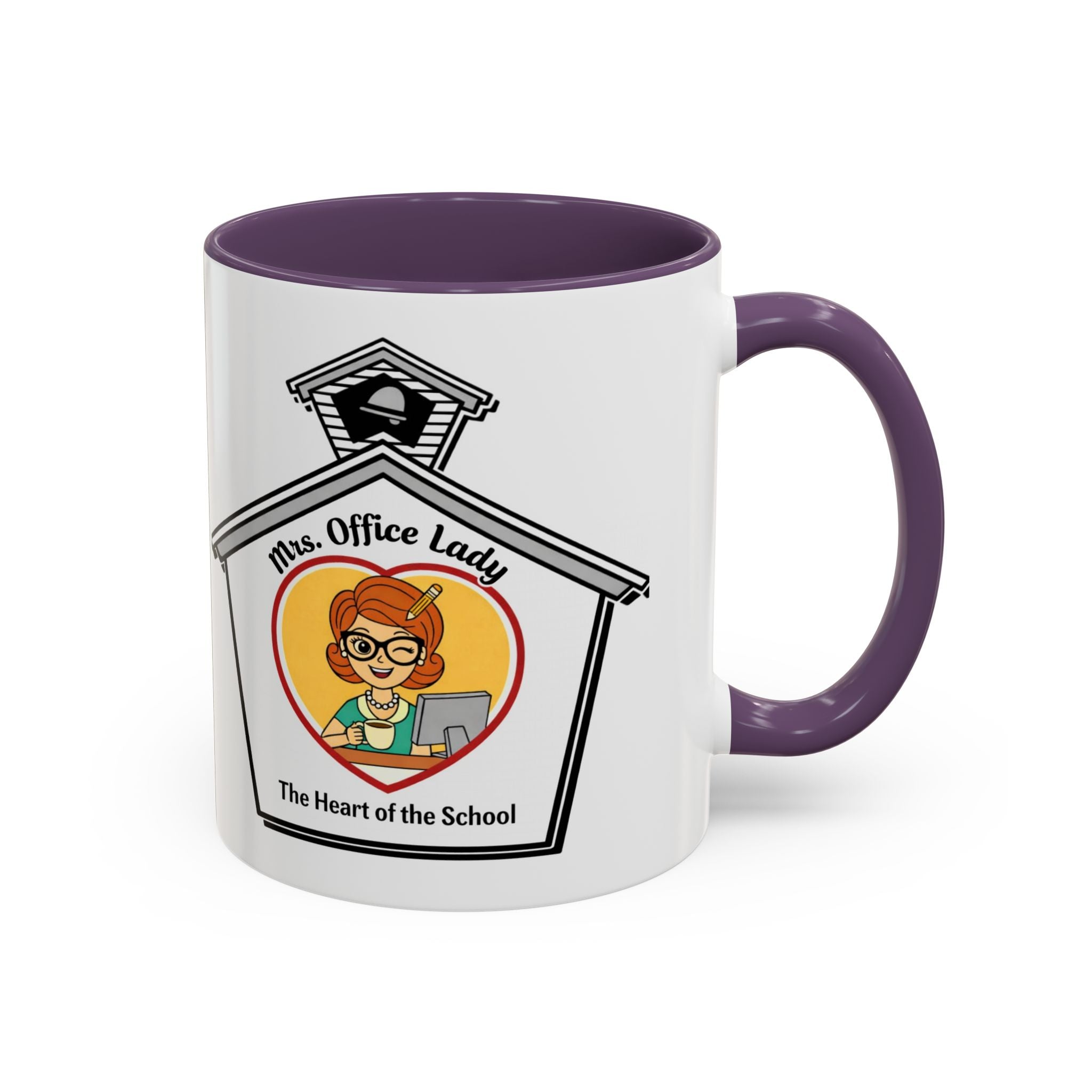 1. Mrs. Office Lady Coffee Mug — “The Heart of the School” Accent Mug (11/15oz)