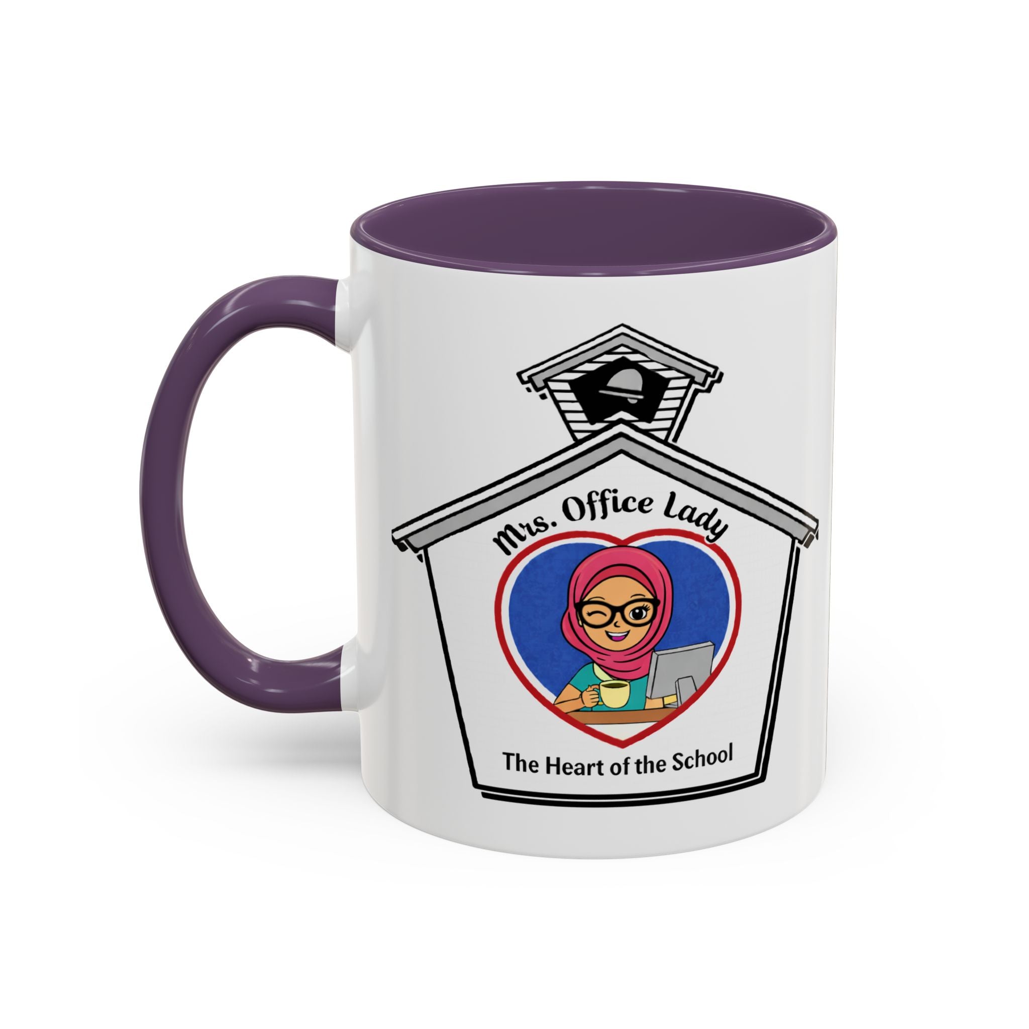 7. Mrs. Office Lady Coffee Mug — “The Heart of the School” Accent Mug (11/15oz)