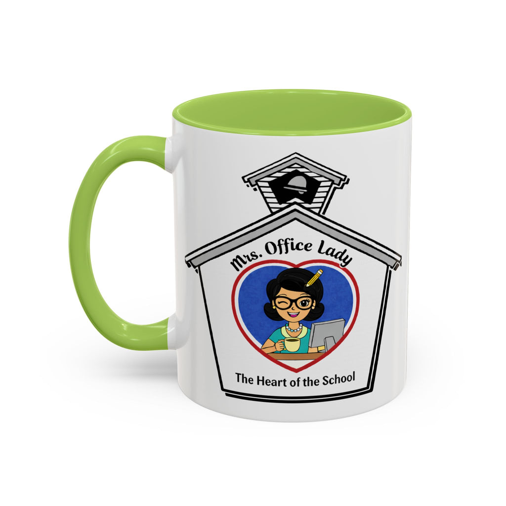 5. Mrs. Office Lady Coffee Mug — “The Heart of the School” Accent Mug (11/15oz)