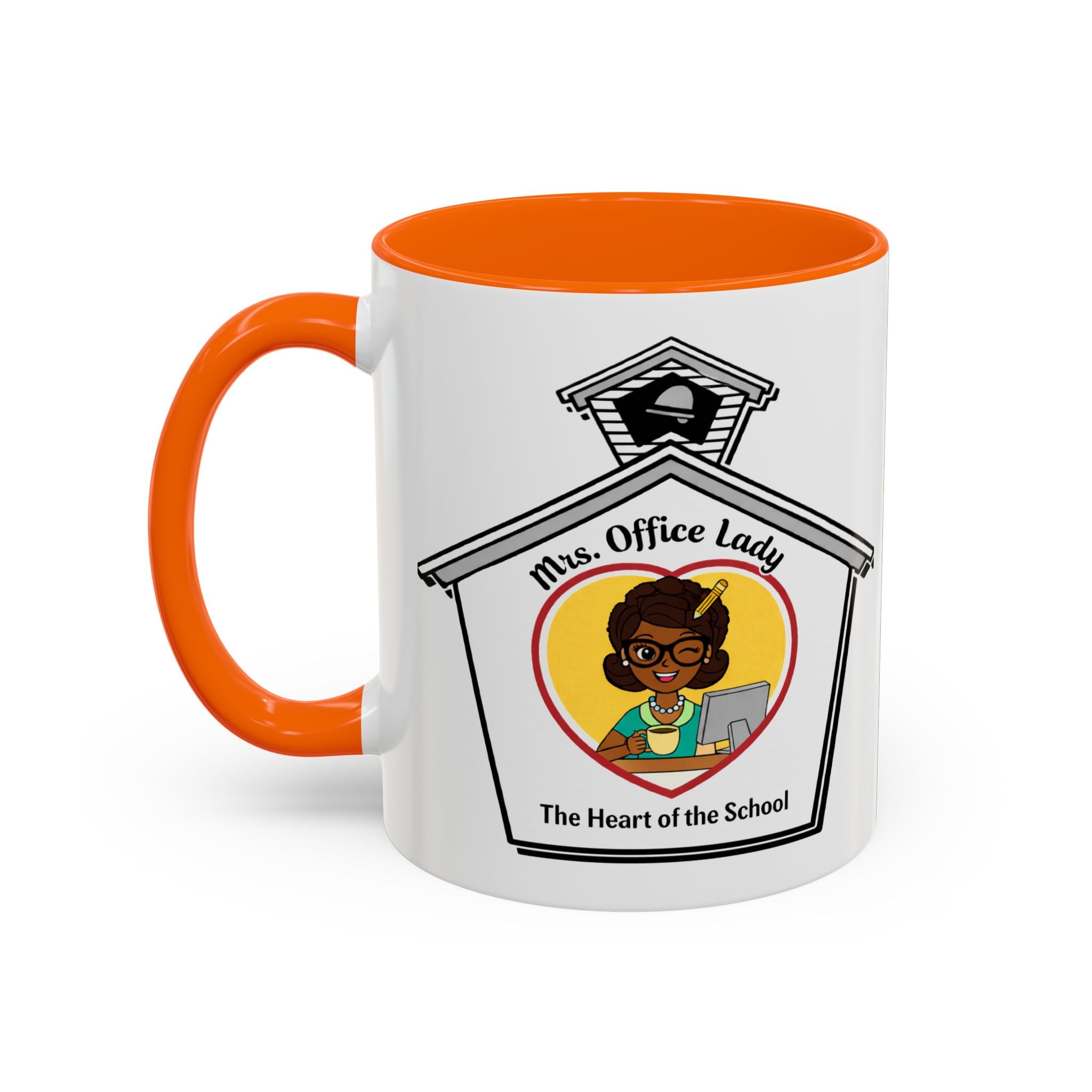 4. Mrs. Office Lady Coffee Mug — “The Heart of the School” Accent Mug (11/15oz)