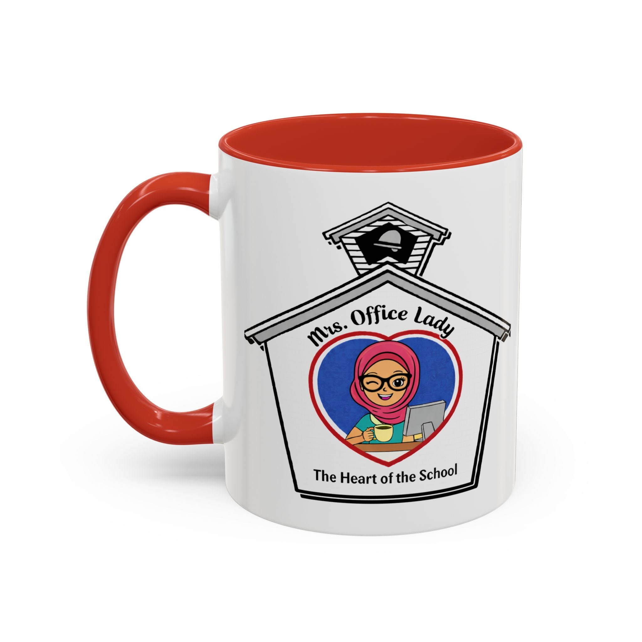 7. Mrs. Office Lady Coffee Mug — “The Heart of the School” Accent Mug (11/15oz)