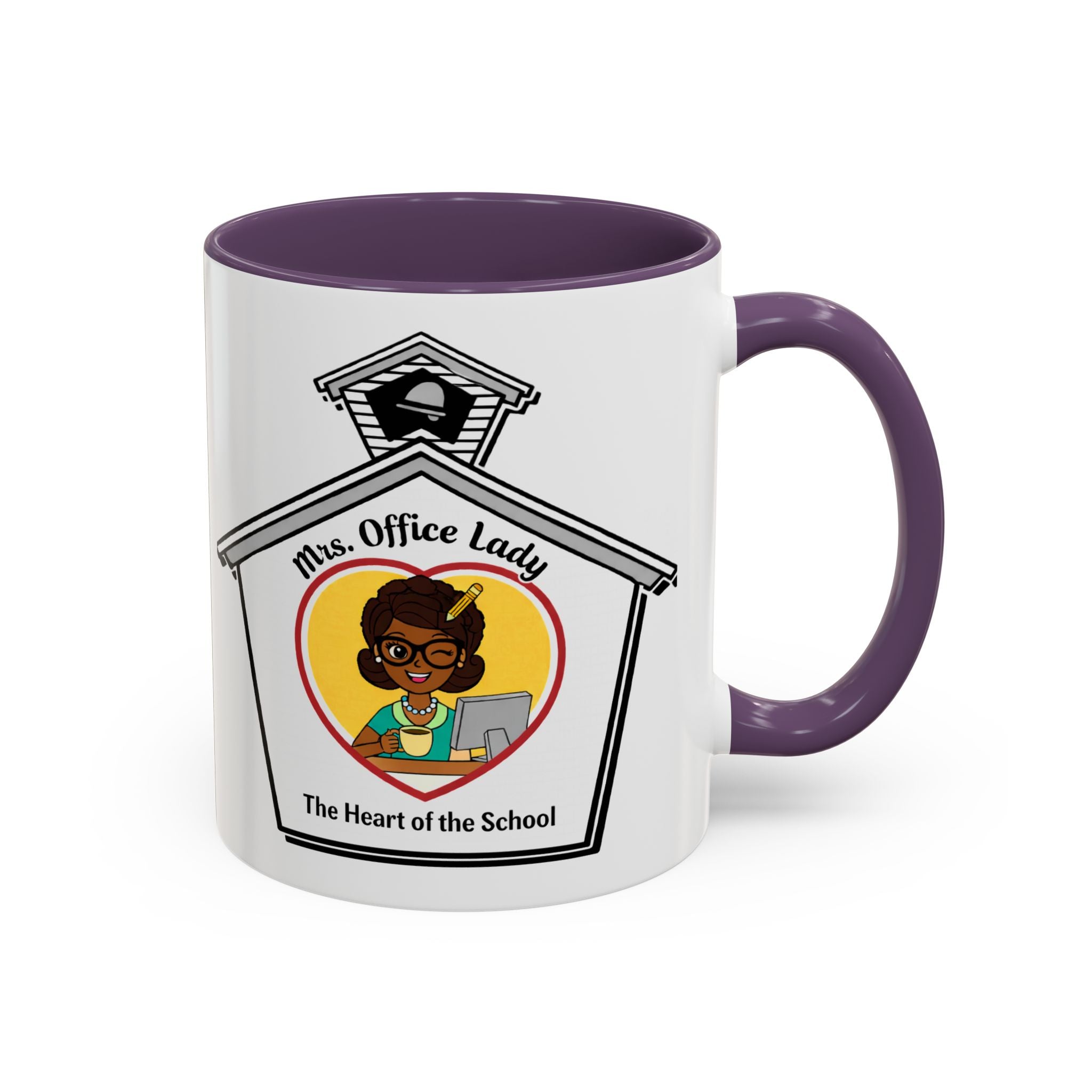 4. Mrs. Office Lady Coffee Mug — “The Heart of the School” Accent Mug (11/15oz)