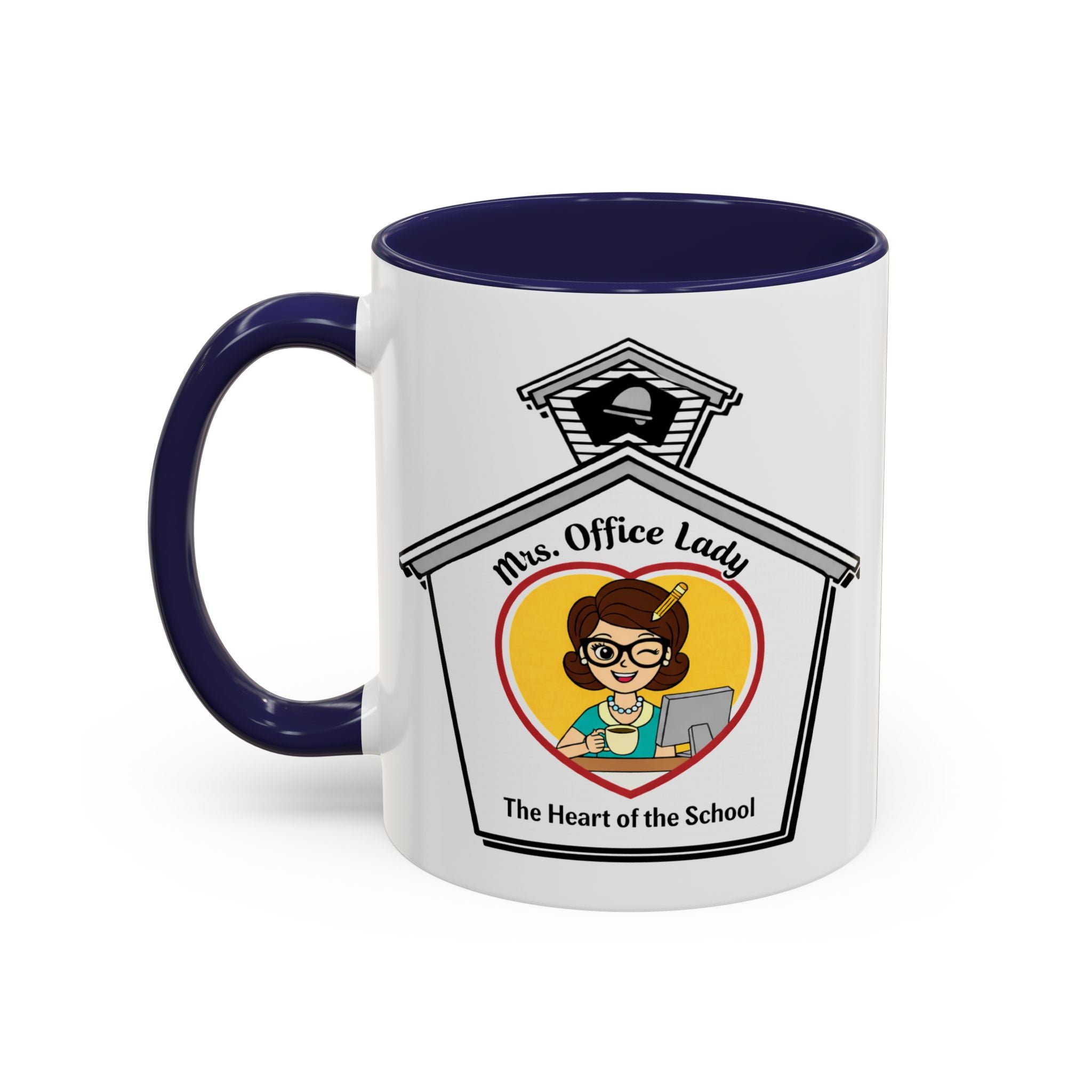 3. Mrs. Office Lady Coffee Mug — “The Heart of the School” Accent Mug (11/15oz)