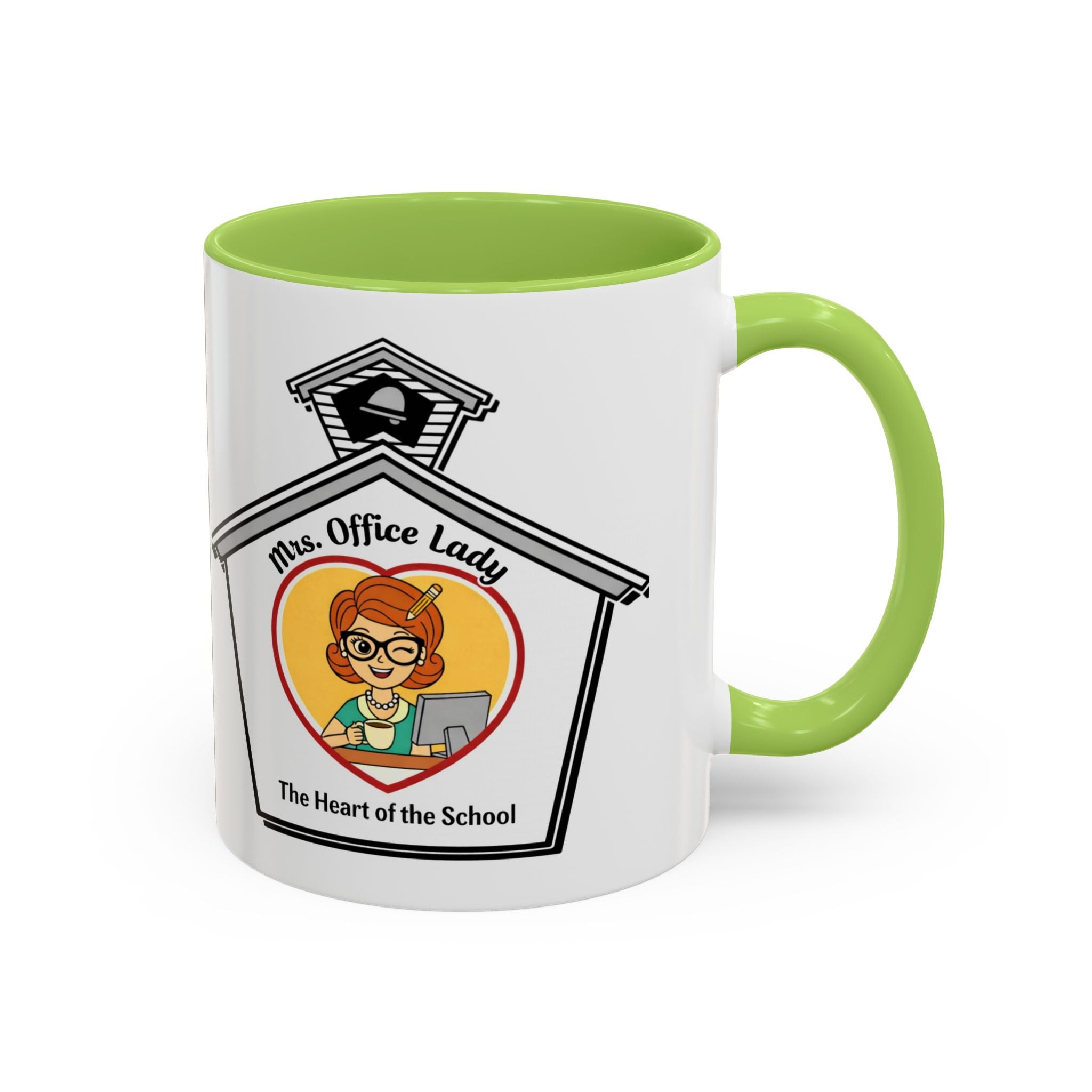 1. Mrs. Office Lady Coffee Mug — “The Heart of the School” Accent Mug (11/15oz)