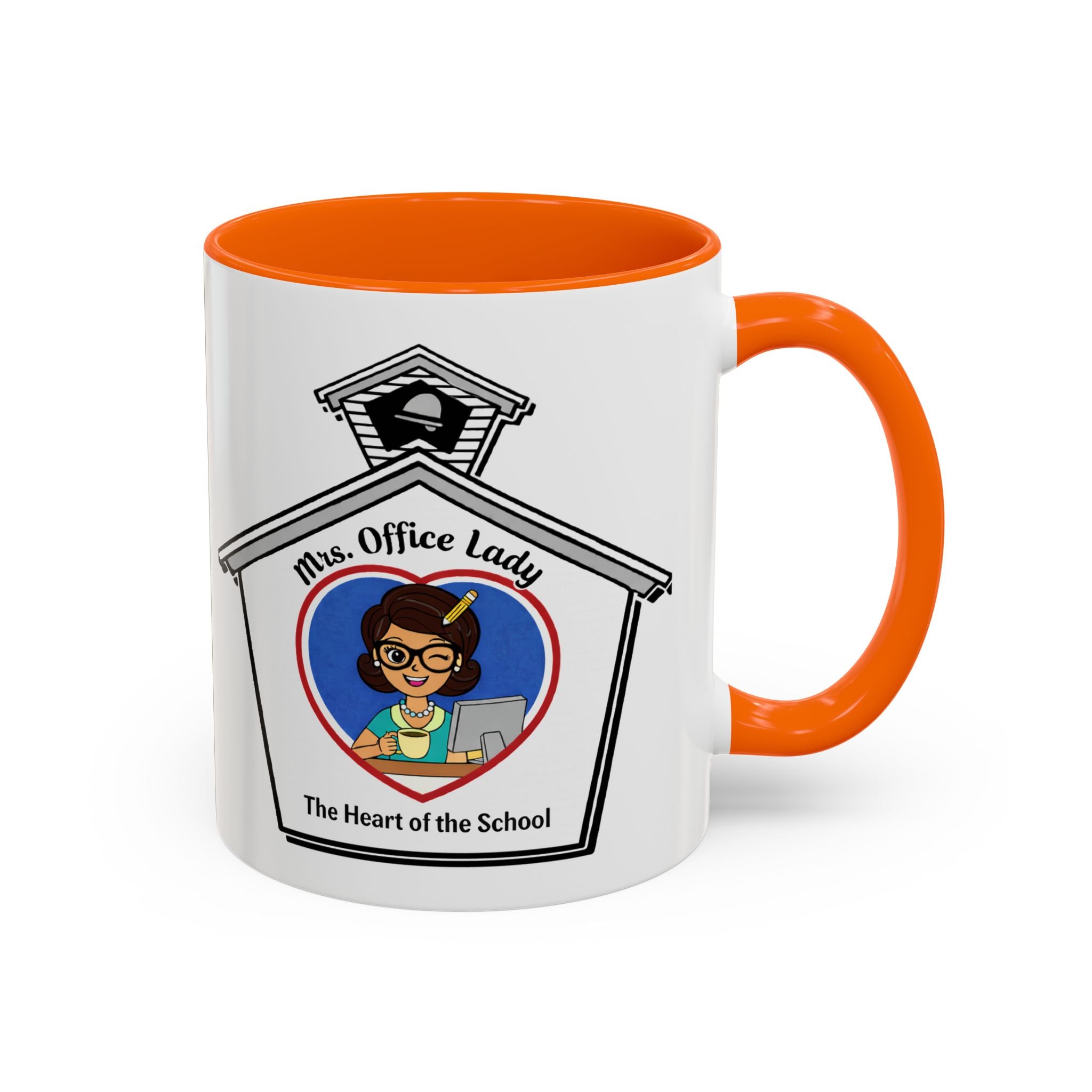 6. Mrs. Office Lady Coffee Mug — “The Heart of the School” Accent Mug (11/15oz)